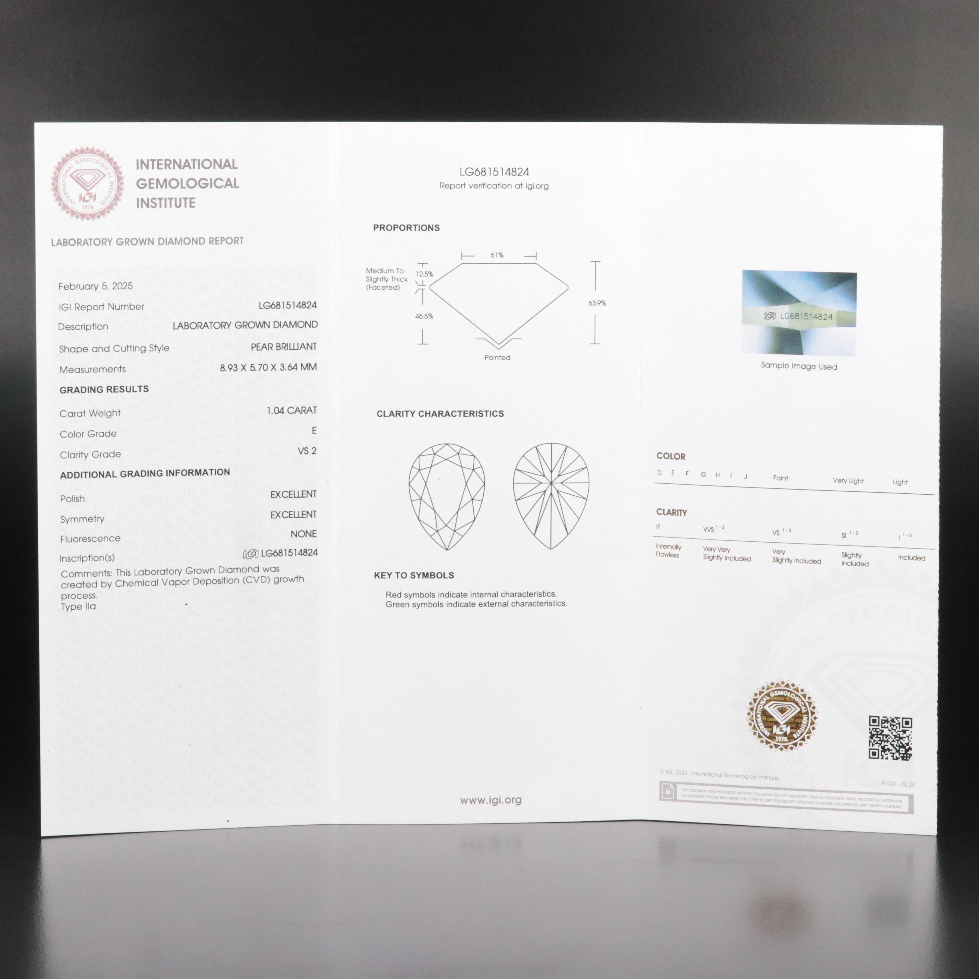 14K 2.04 CTW Lab Grown Diamond Stud Earrings with IGI Reports