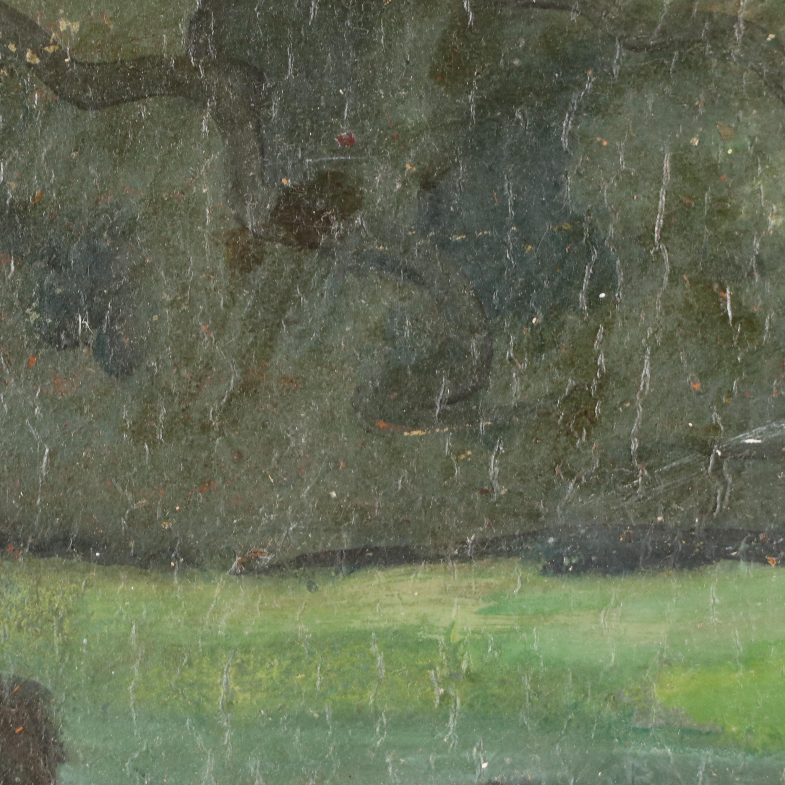 Pang Tseng Ying Oil Landscape on Paper "The Twilight," 1944