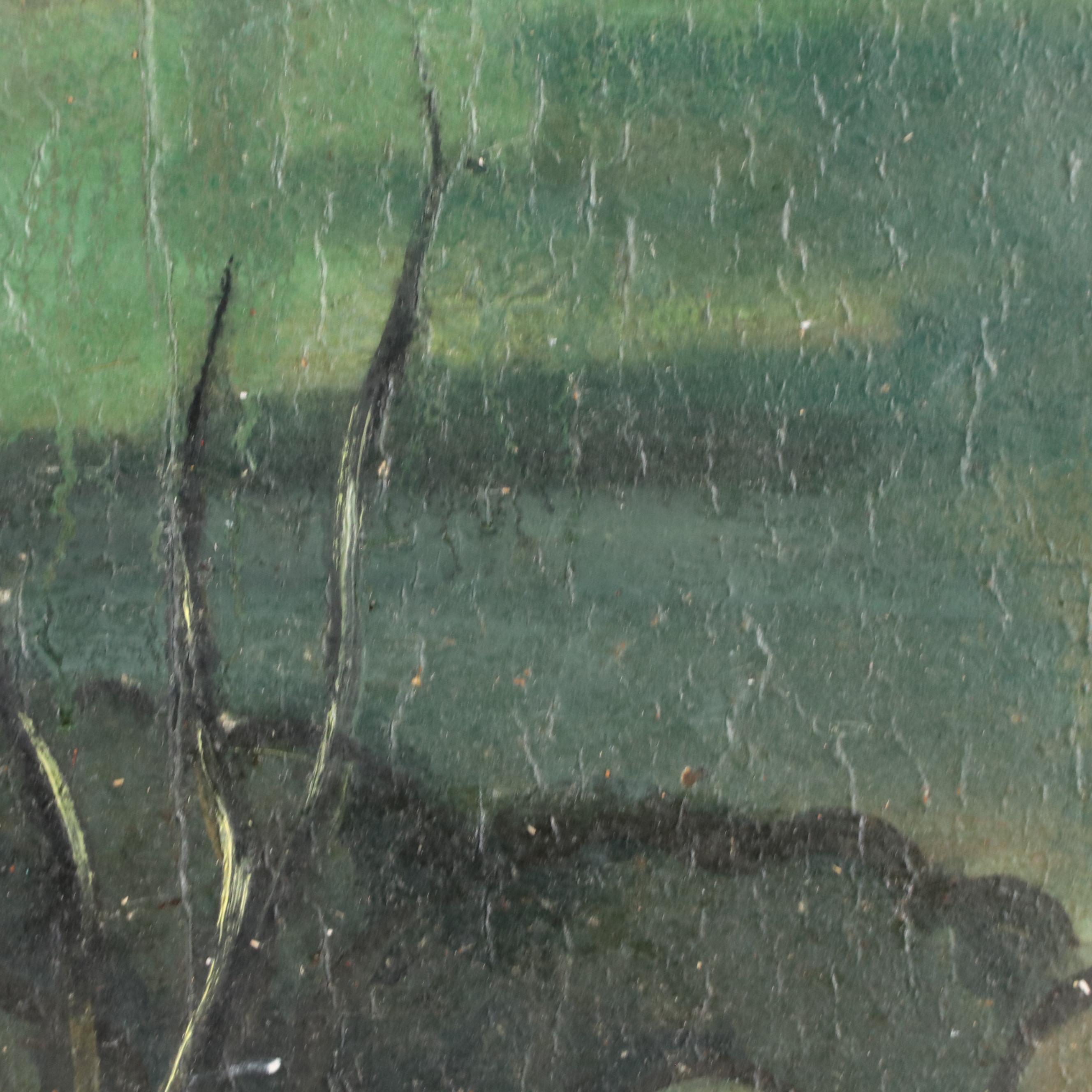 Pang Tseng Ying Oil Landscape on Paper "The Twilight," 1944