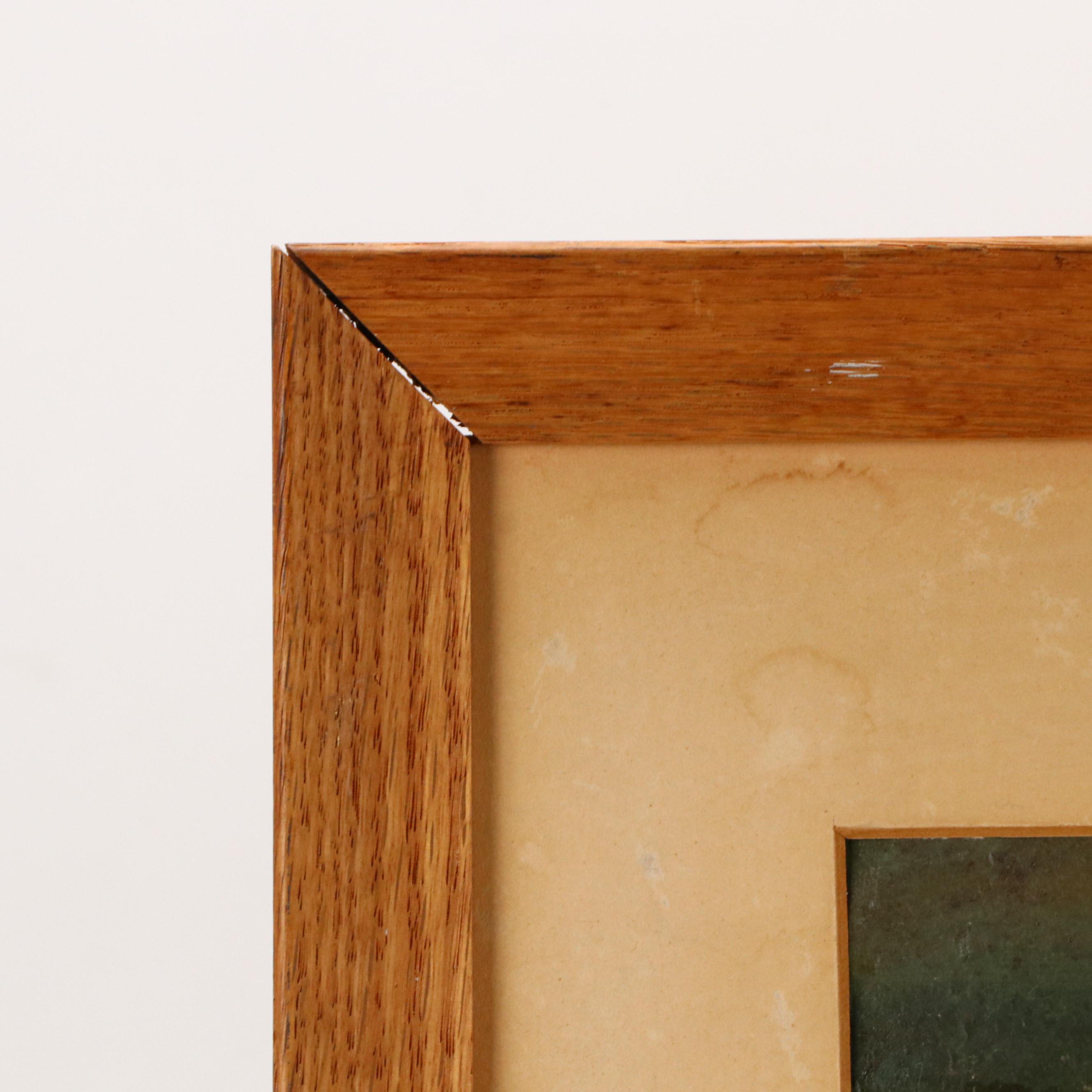 Pang Tseng Ying Oil Landscape on Paper "The Twilight," 1944