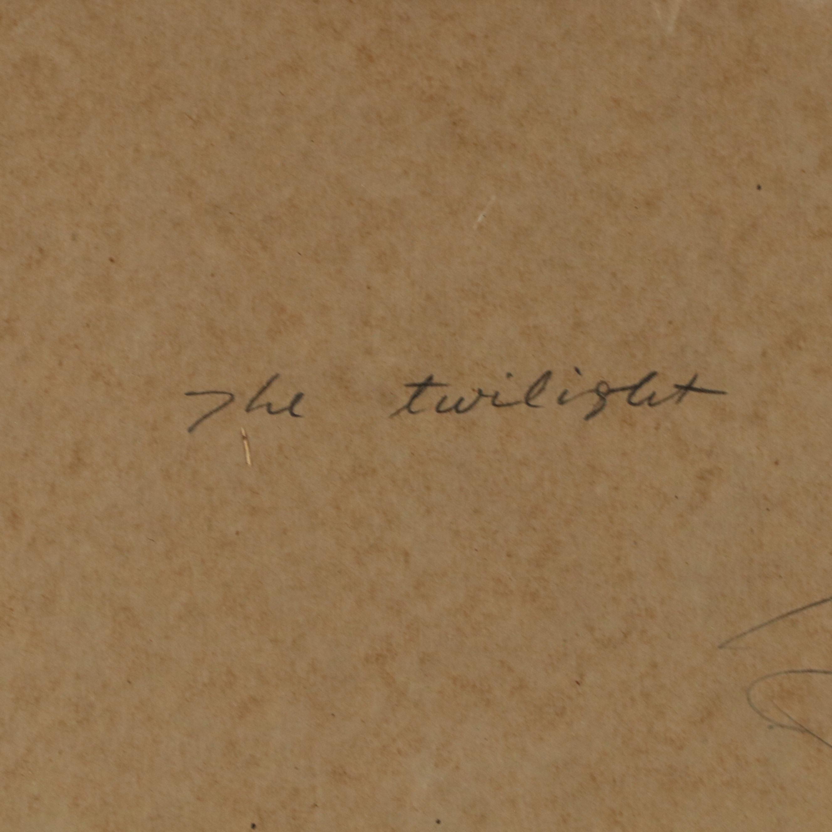 Pang Tseng Ying Oil Landscape on Paper "The Twilight," 1944