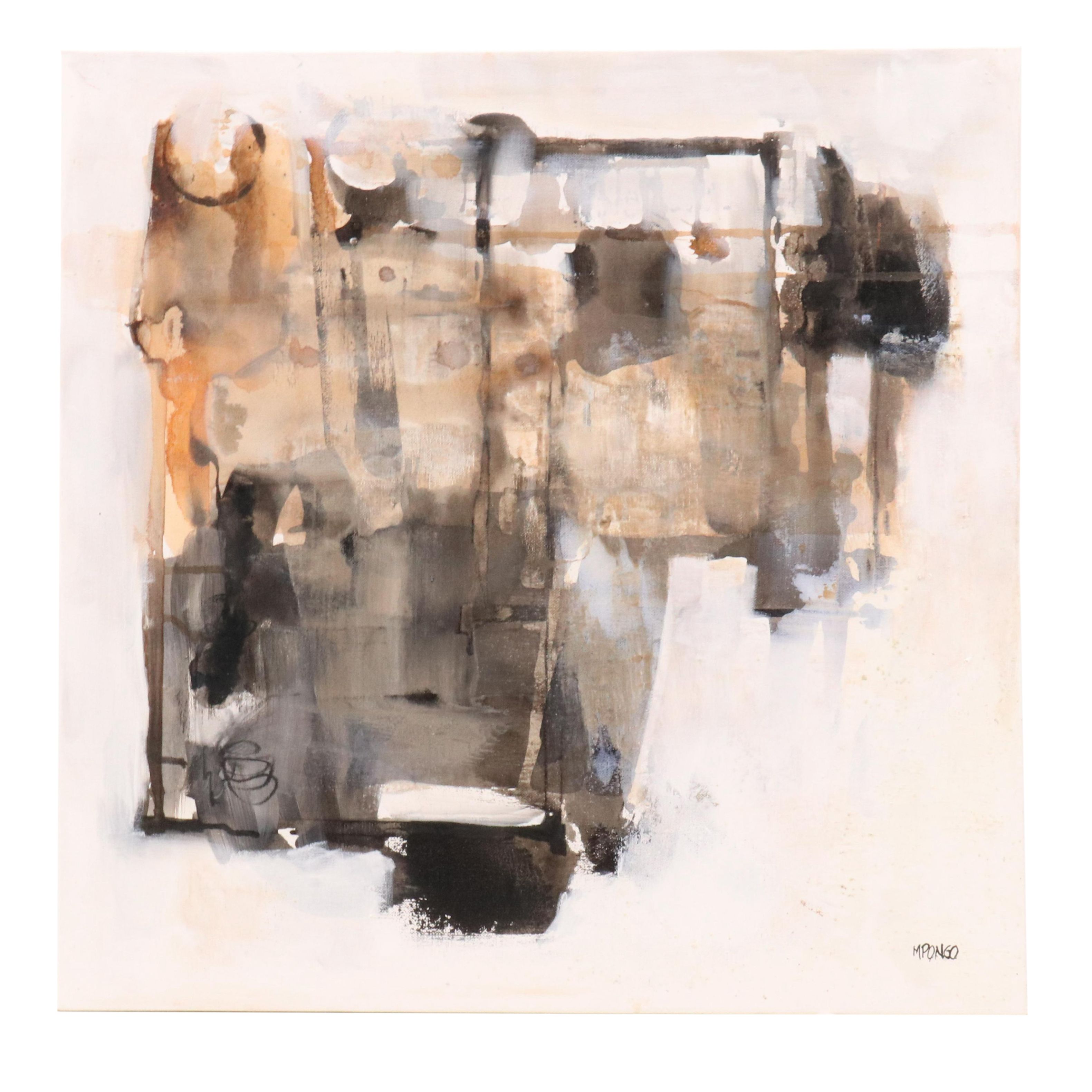 Milagros Pongo Abstract Mixed Media Painting, 21st Century