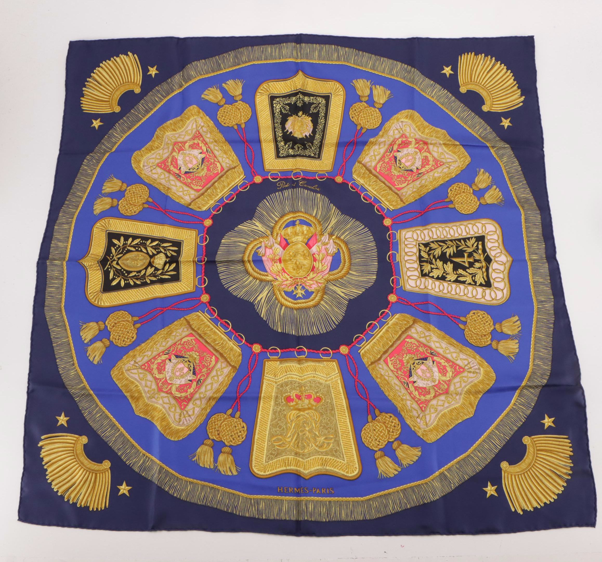 Hermès "Poste et Cavalerie" Scarf 90 in Silk Twill