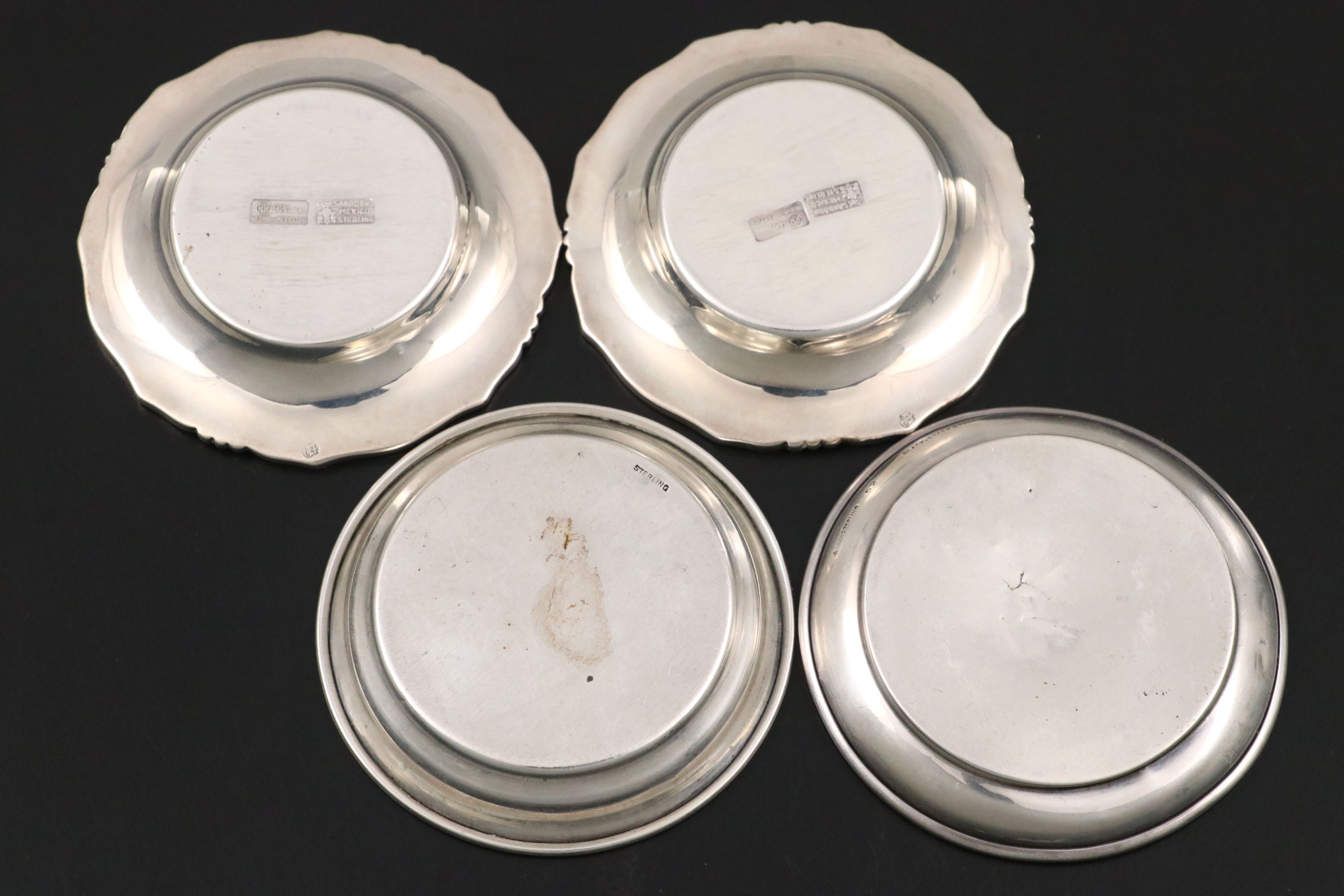 Sanborns Mexican Sterling Nut Dishes with American Sterling Table Accessories