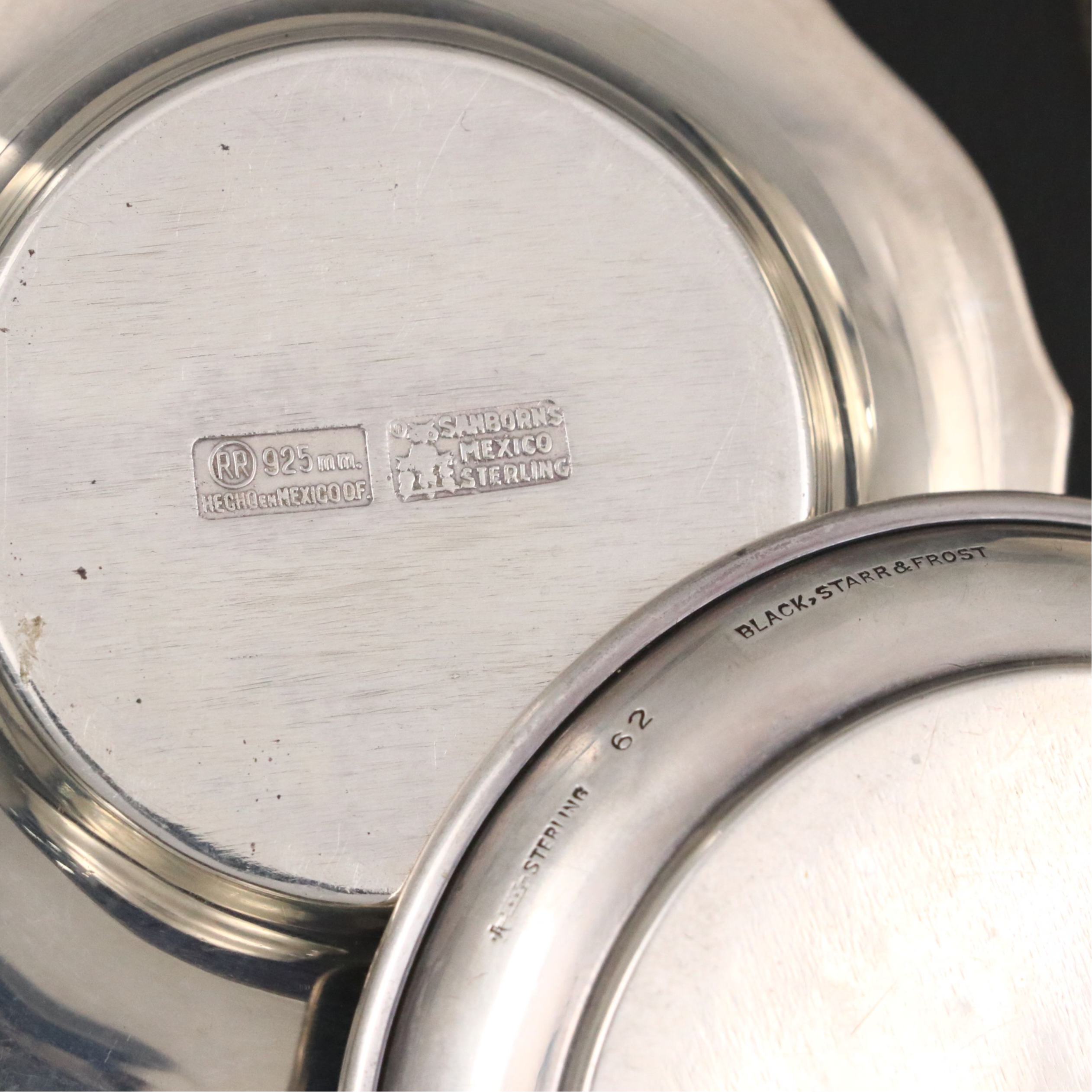 Sanborns Mexican Sterling Nut Dishes with American Sterling Table Accessories