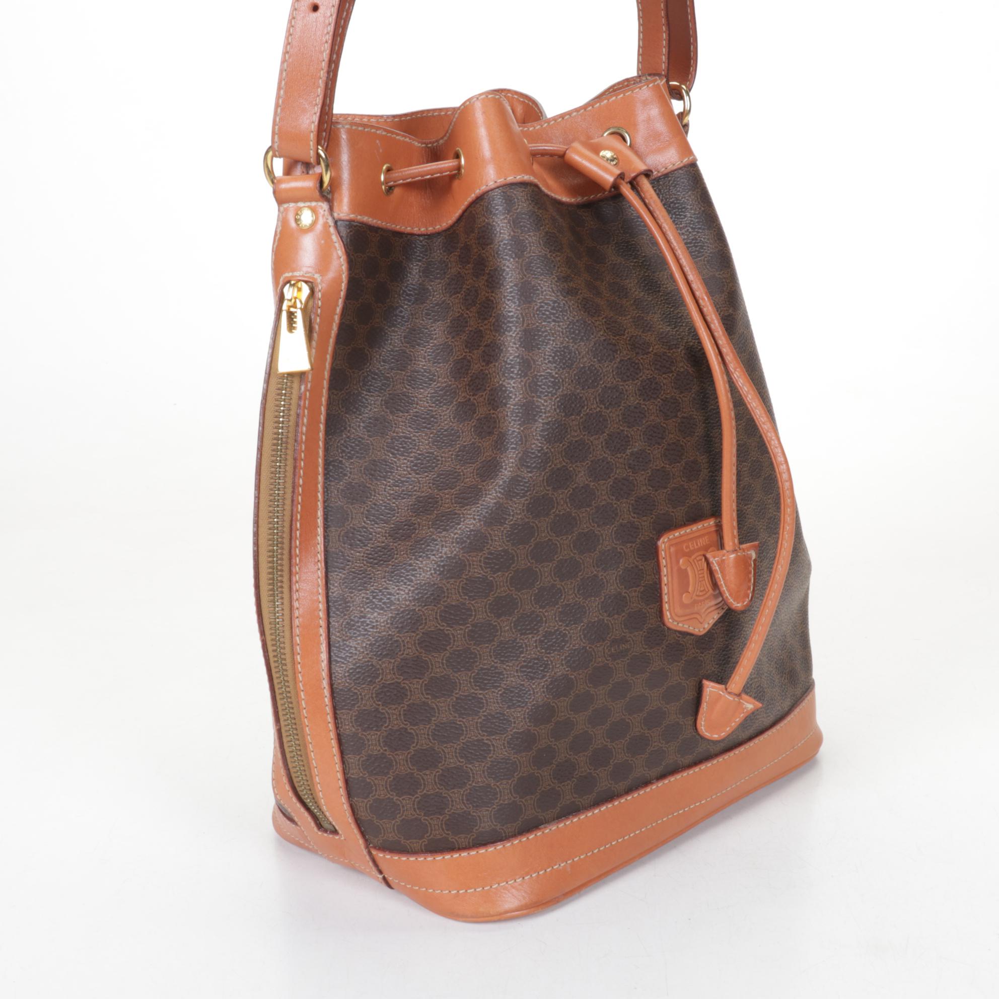 Céline Macadam Blason Shoulder Drawstring Bucket Bag