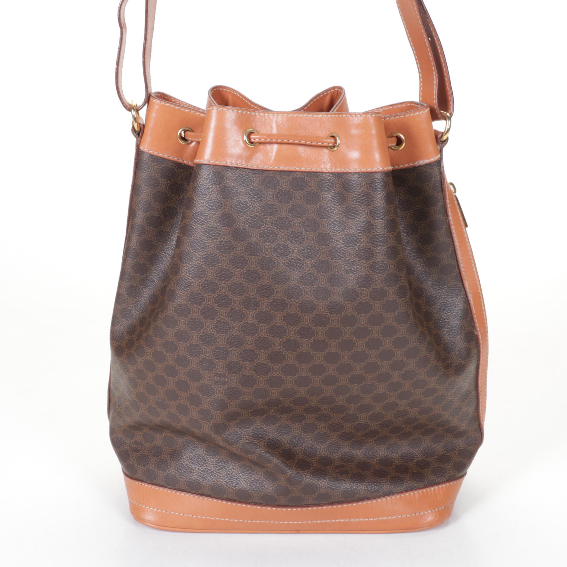 Céline Macadam Blason Shoulder Drawstring Bucket Bag