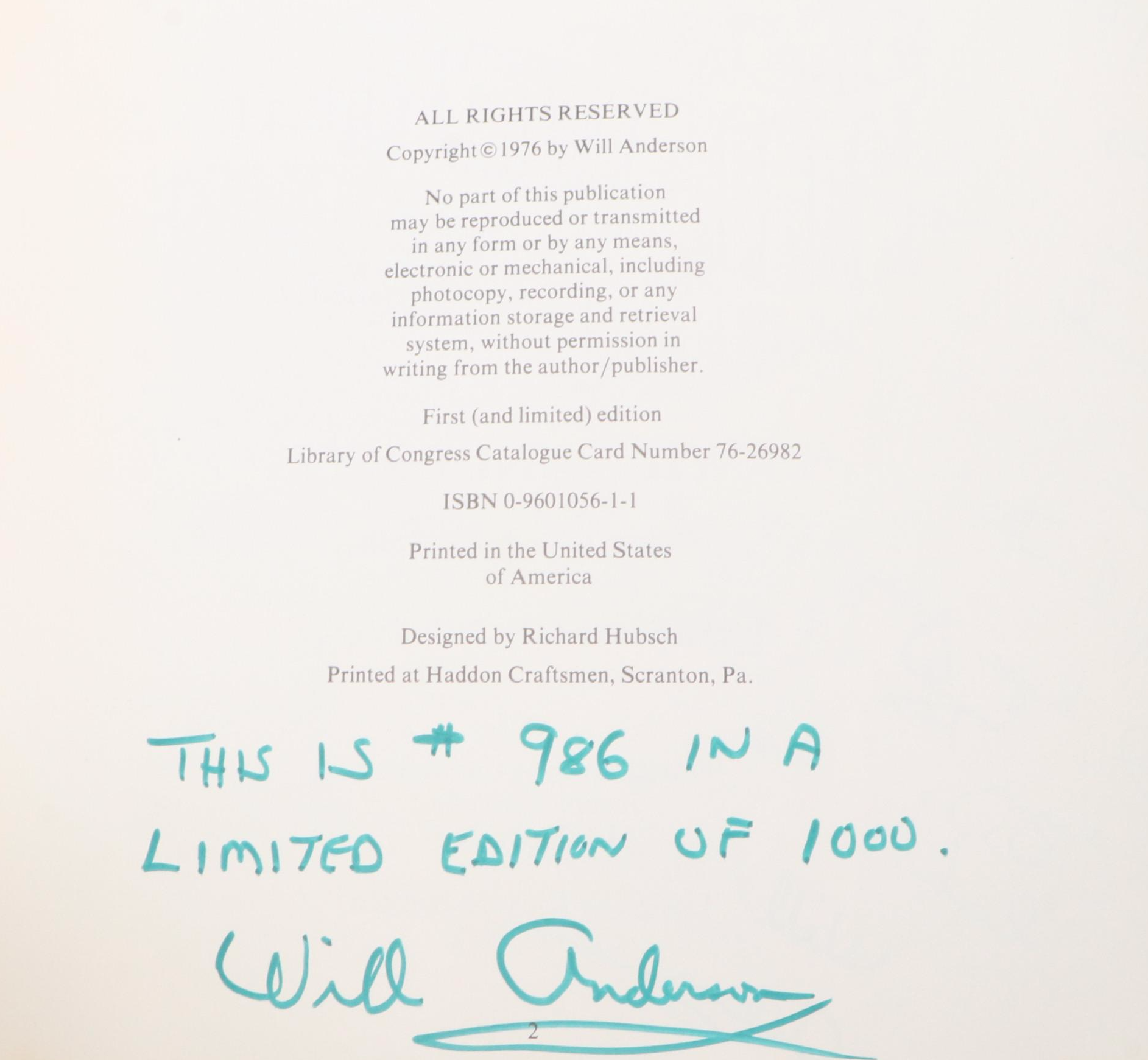 Signed Limited Edition "The Breweries of Brooklyn" by Will Anderson, 1976