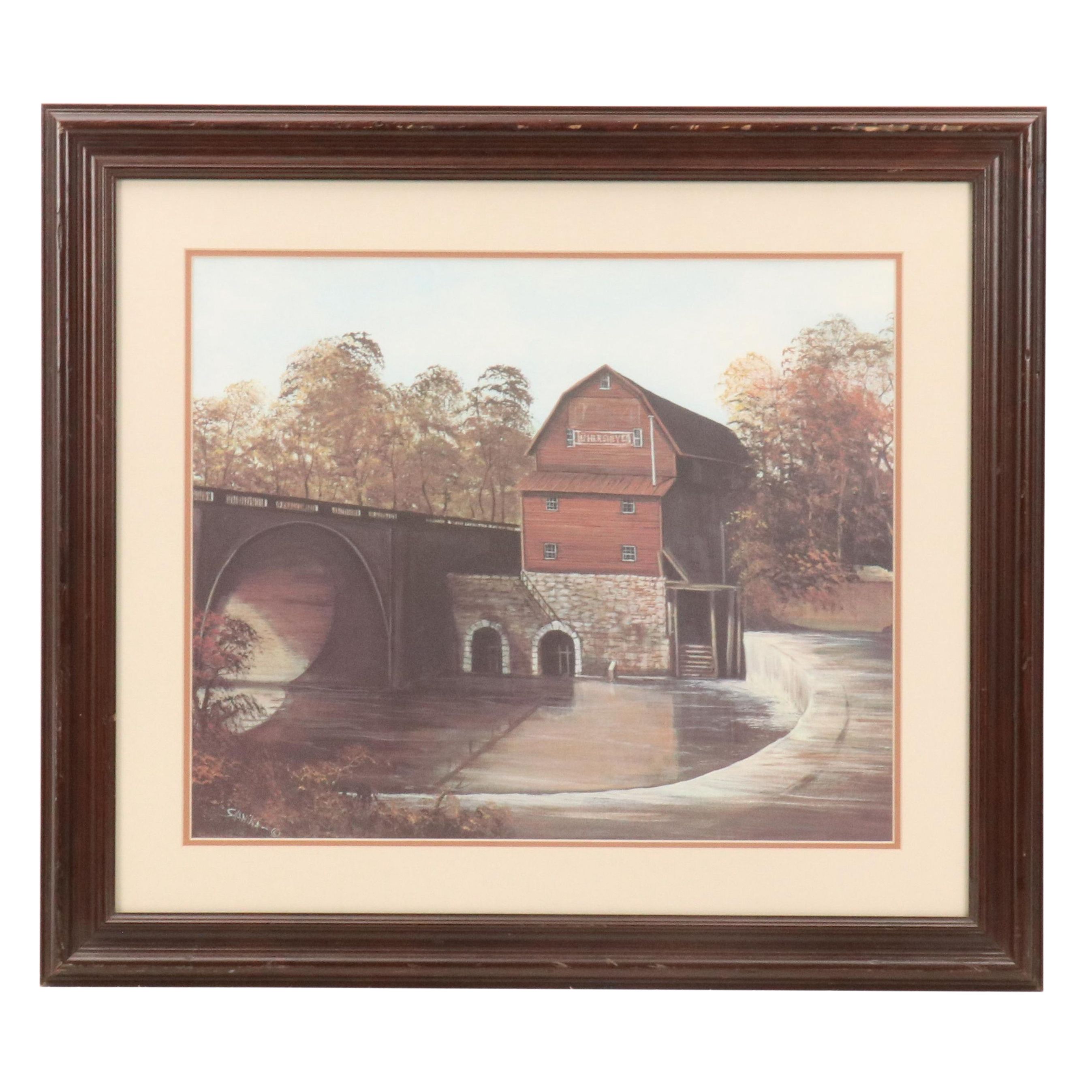 Offset Lithograph After Paul Sawyier "Hershey's Mill"