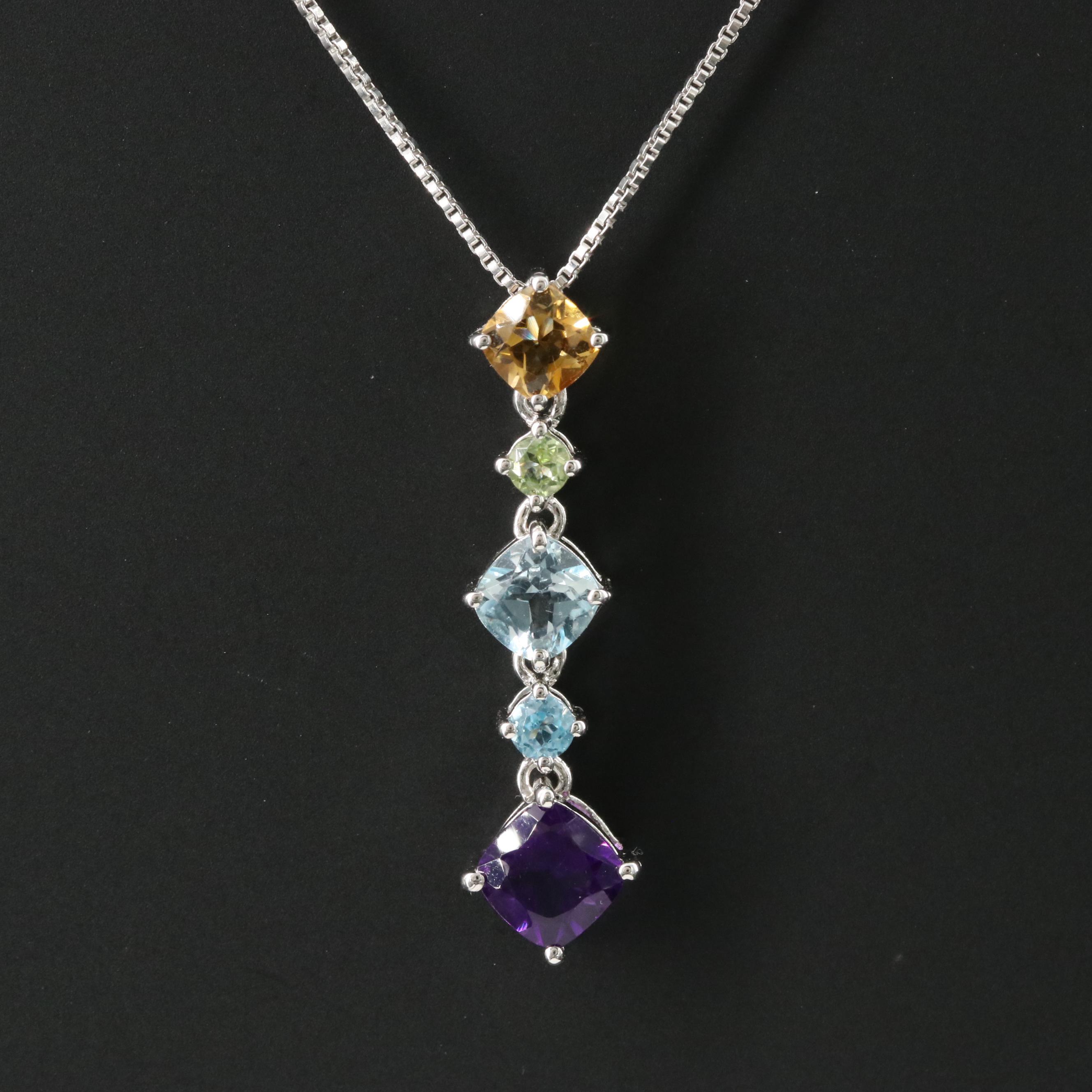Sterling Gemstone Pendant Necklace