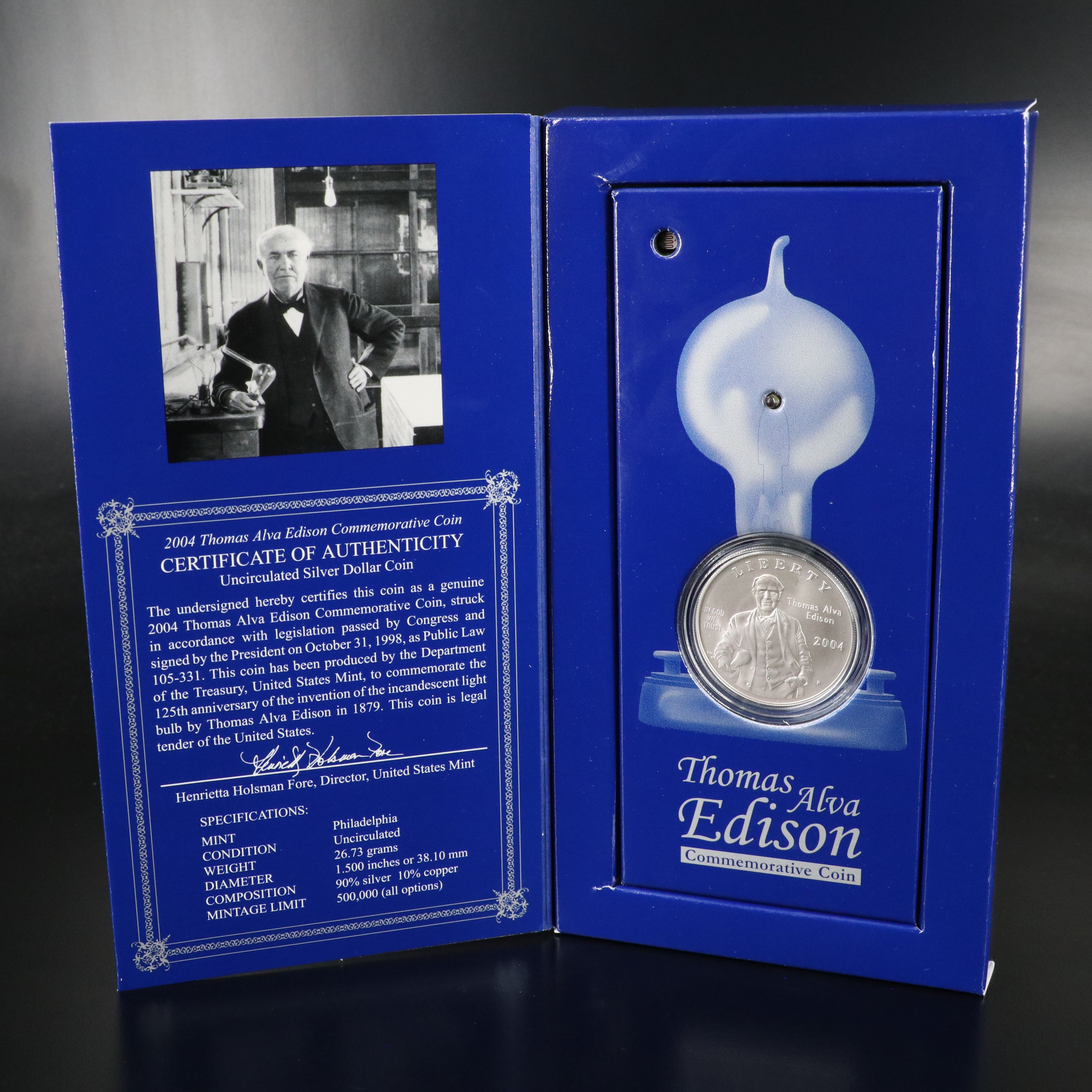 U.S. Modern Thomas Edison Commemorative Coin and Set
