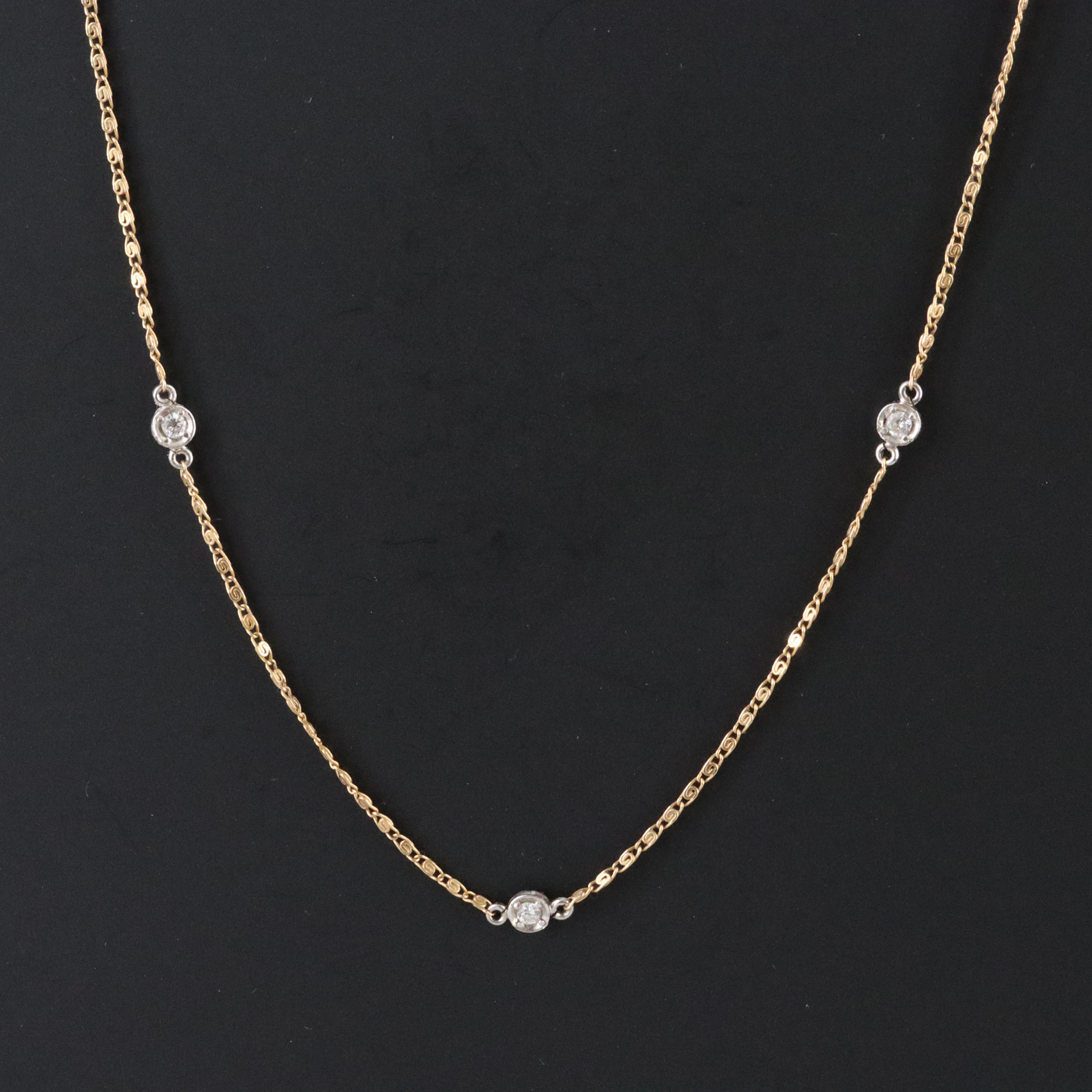 14K 0.12 CTW Diamond Station Necklace