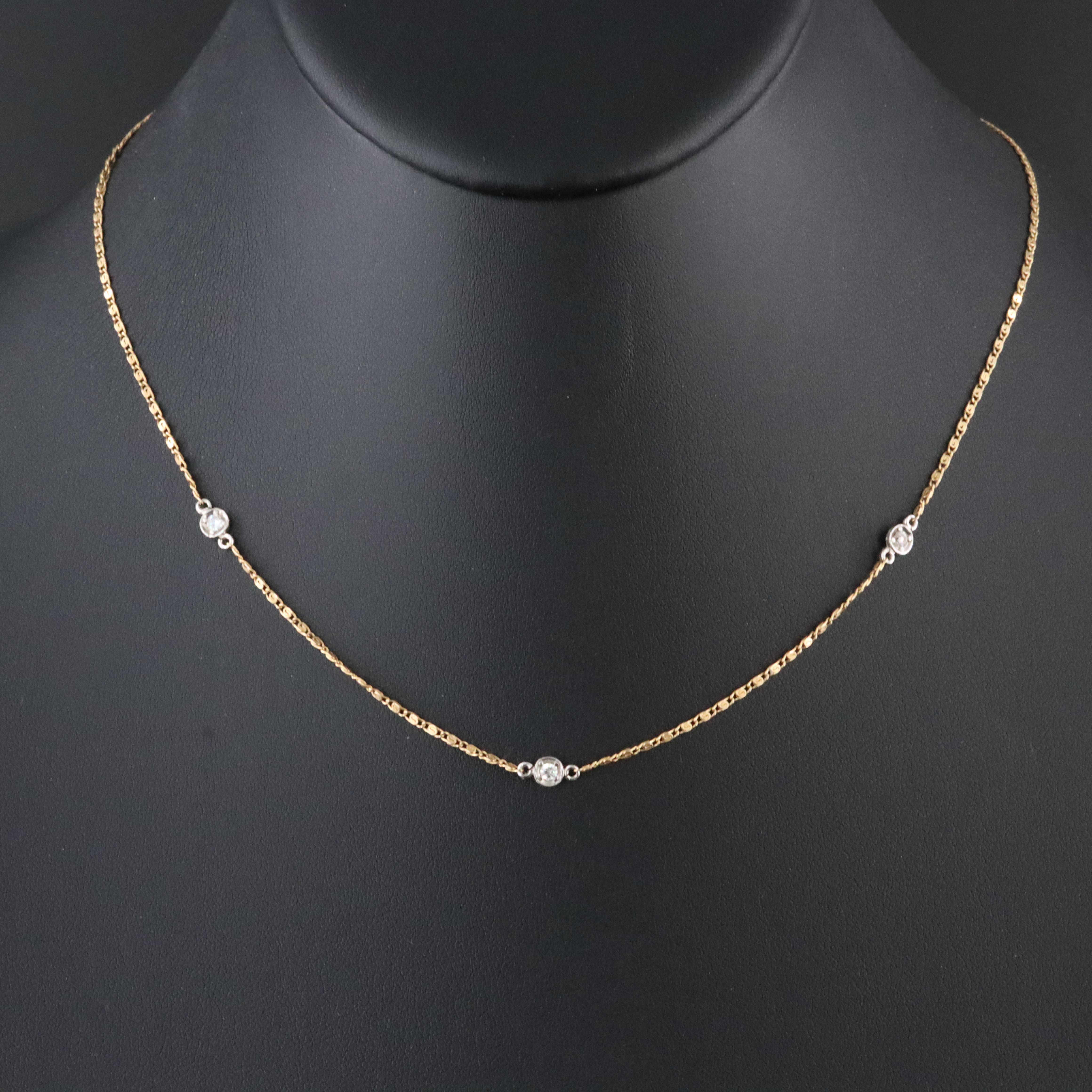 14K 0.12 CTW Diamond Station Necklace