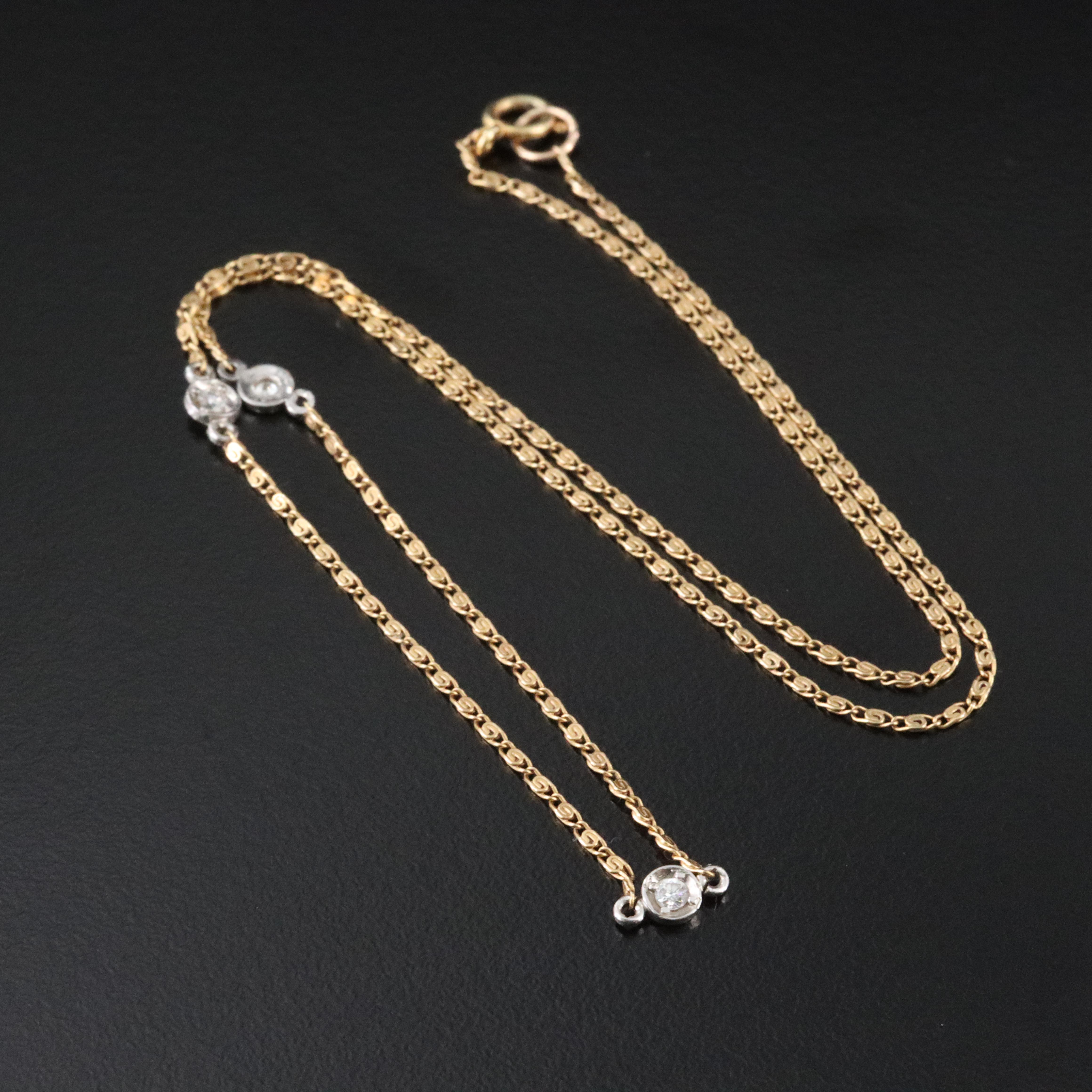 14K 0.12 CTW Diamond Station Necklace