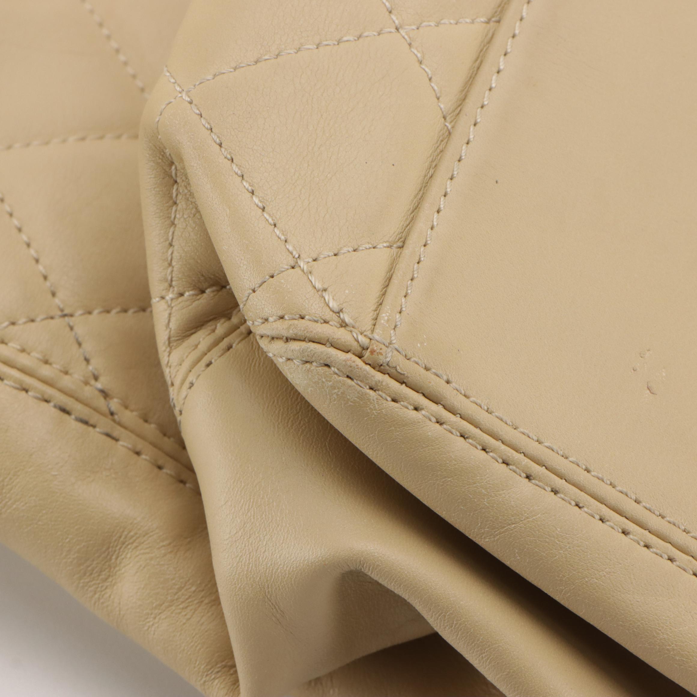 Chanel Shopping Tote in Neutral Diamond Stitch Calfskin Leather