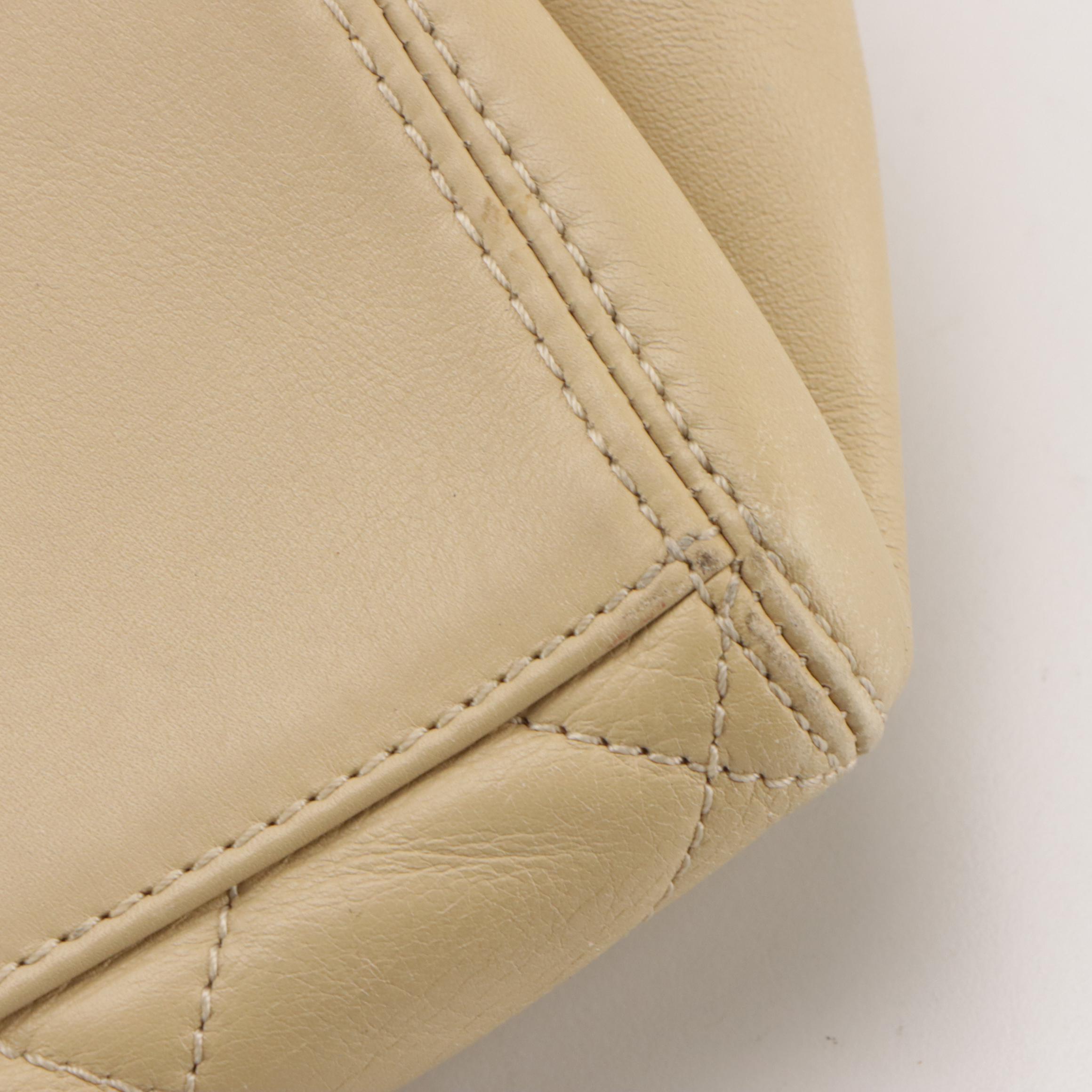 Chanel Shopping Tote in Neutral Diamond Stitch Calfskin Leather