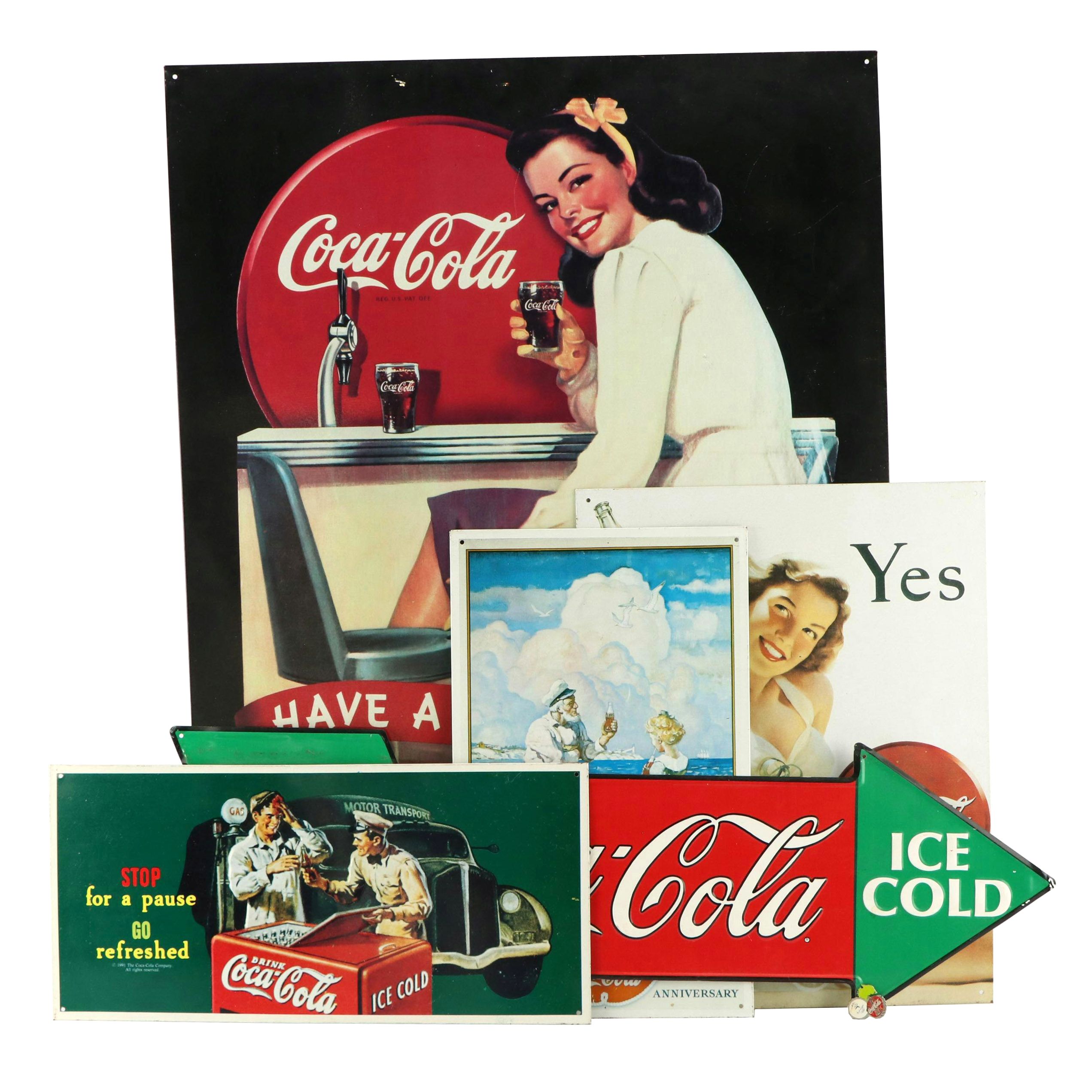 Pair of Coca-Cola Sydney Olympics Enamel Pins and Metal Signs