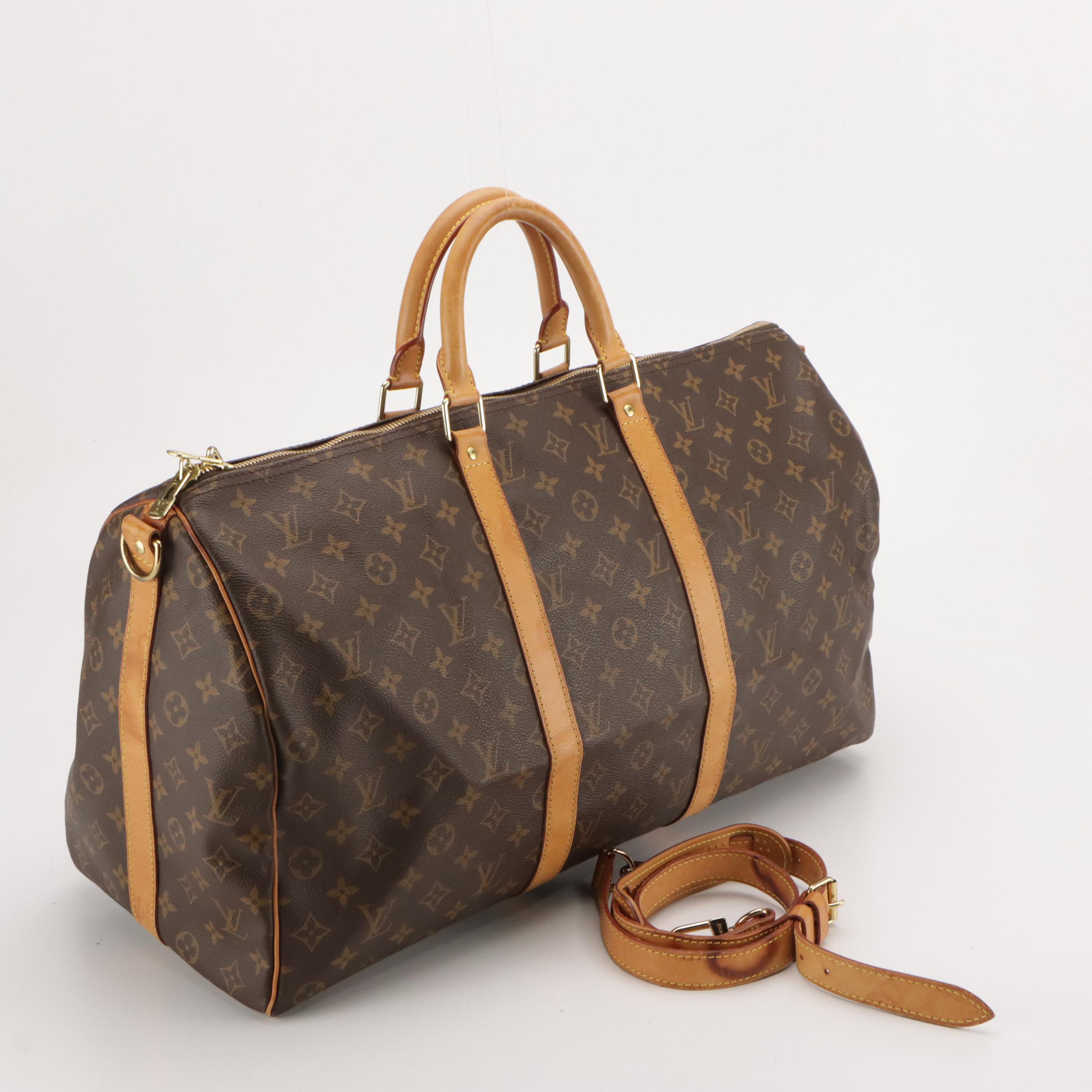 Louis Vuitton Keepall 50 Bandoulière Two-Way Bag in Monogram Canvas and Leather