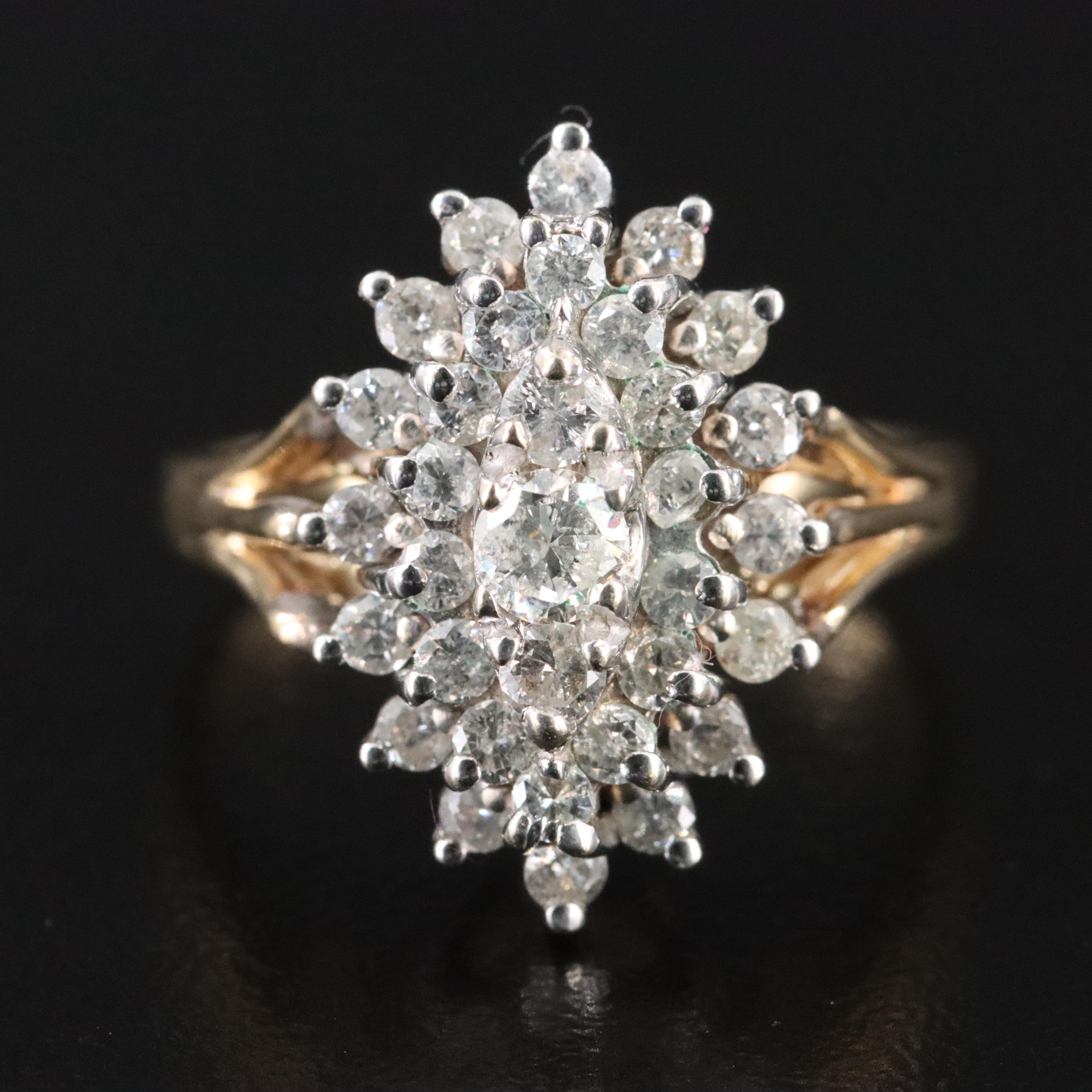 10K 0.97 CTW Diamond Cluster Ring