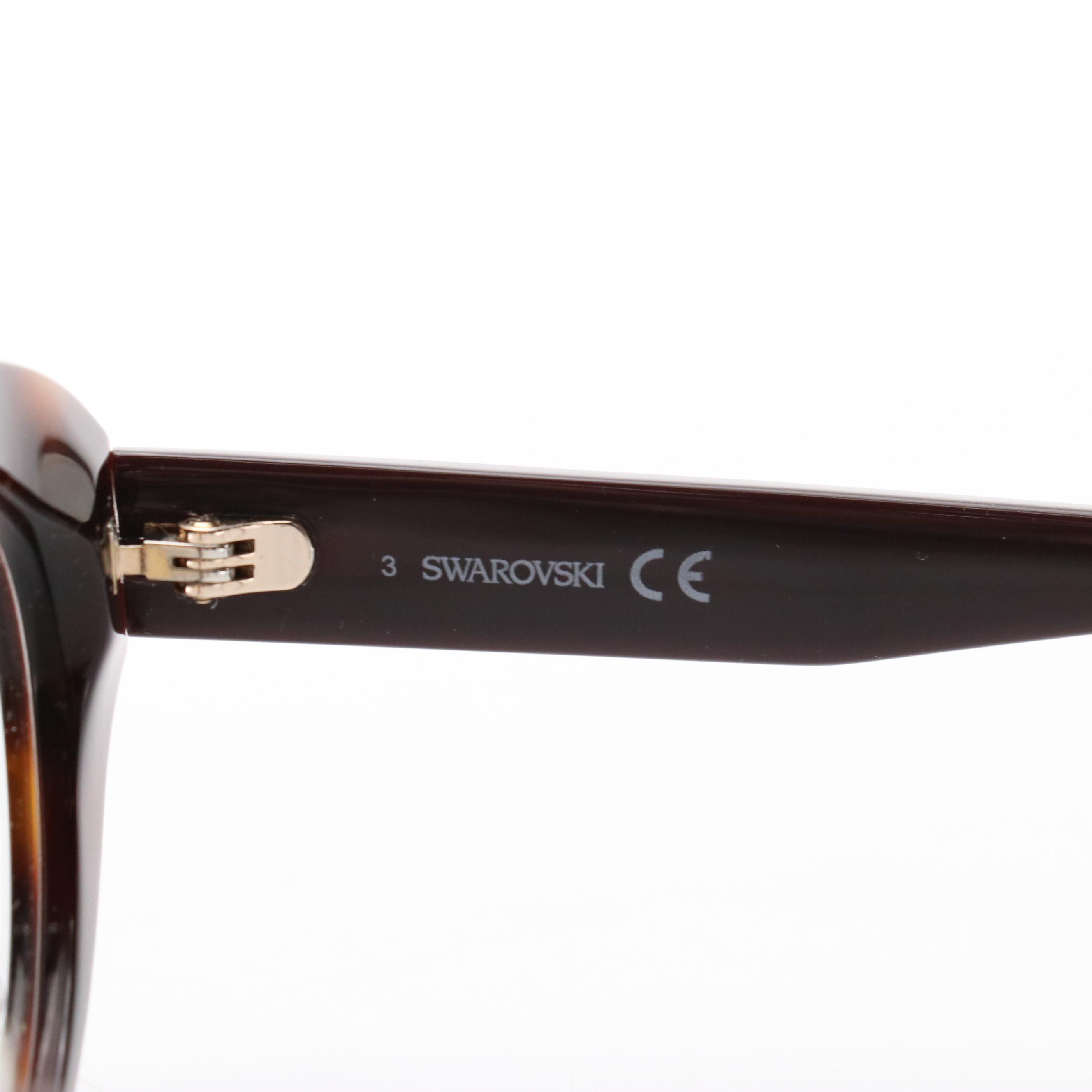 Swarovski SK5429 052 Embellished Dark Havana Cat-Eye Eyeglasses in Case