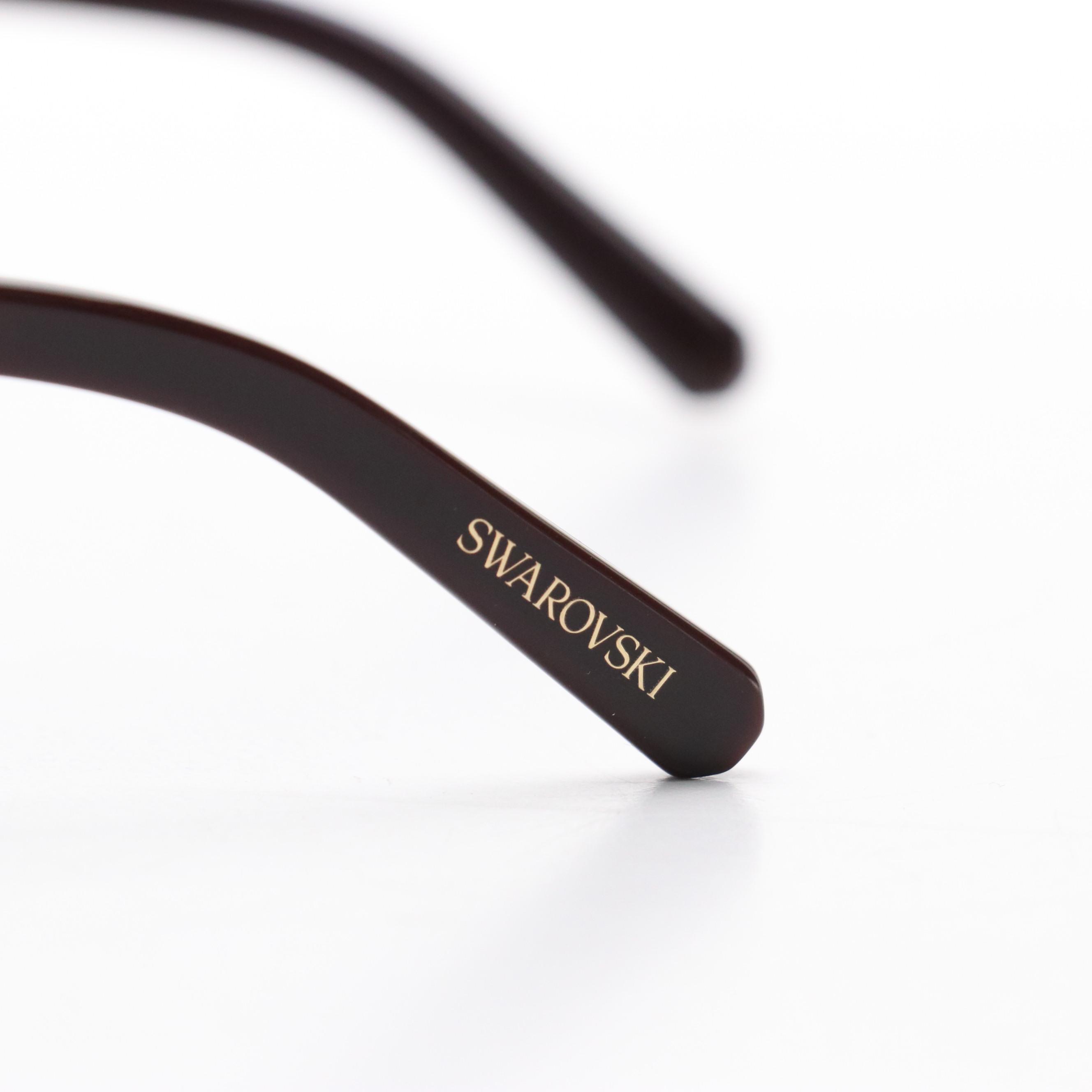 Swarovski SK5429 052 Embellished Dark Havana Cat-Eye Eyeglasses in Case