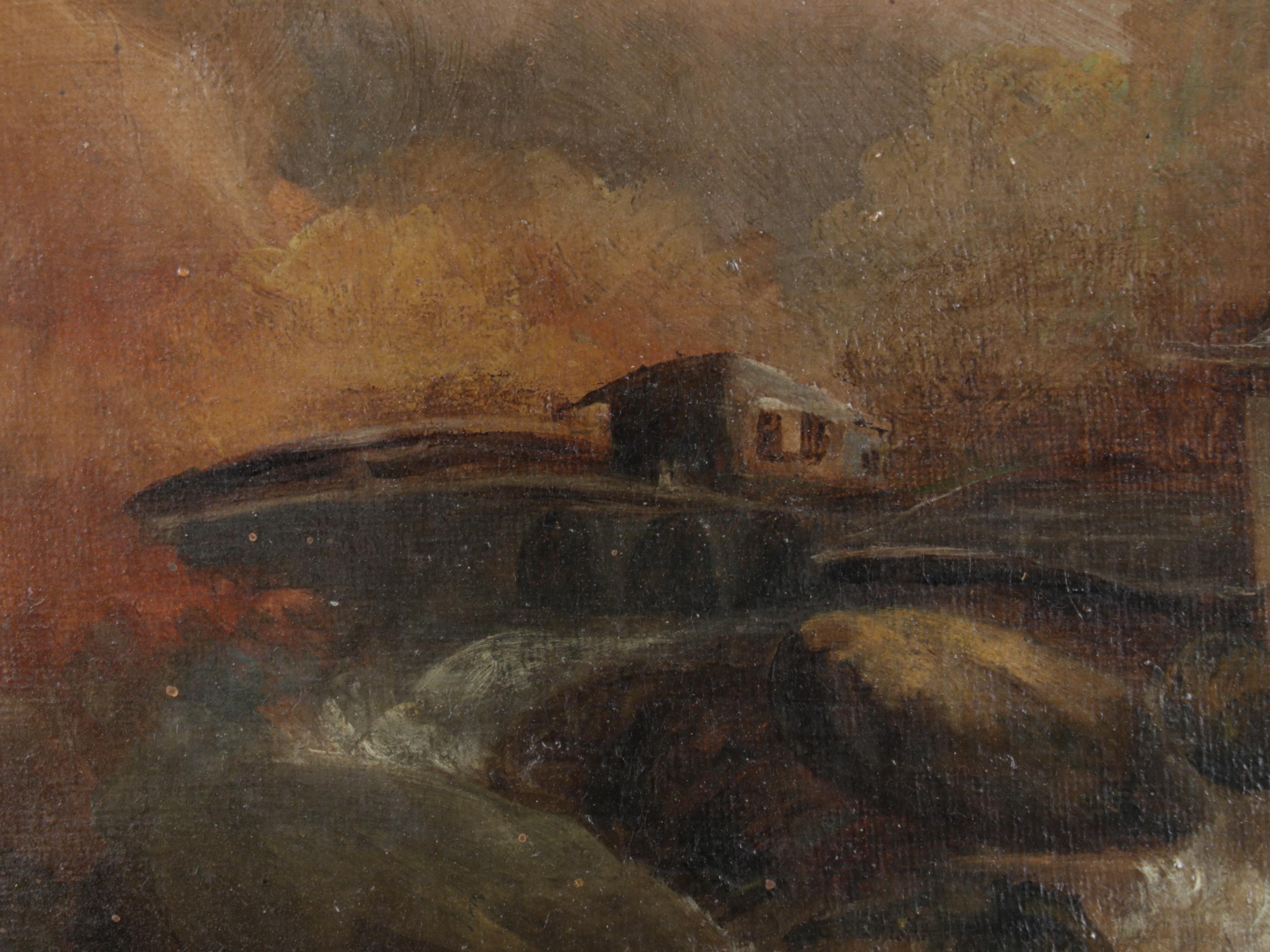 Pastoral Watermill Landscape Oil Painting, 1882