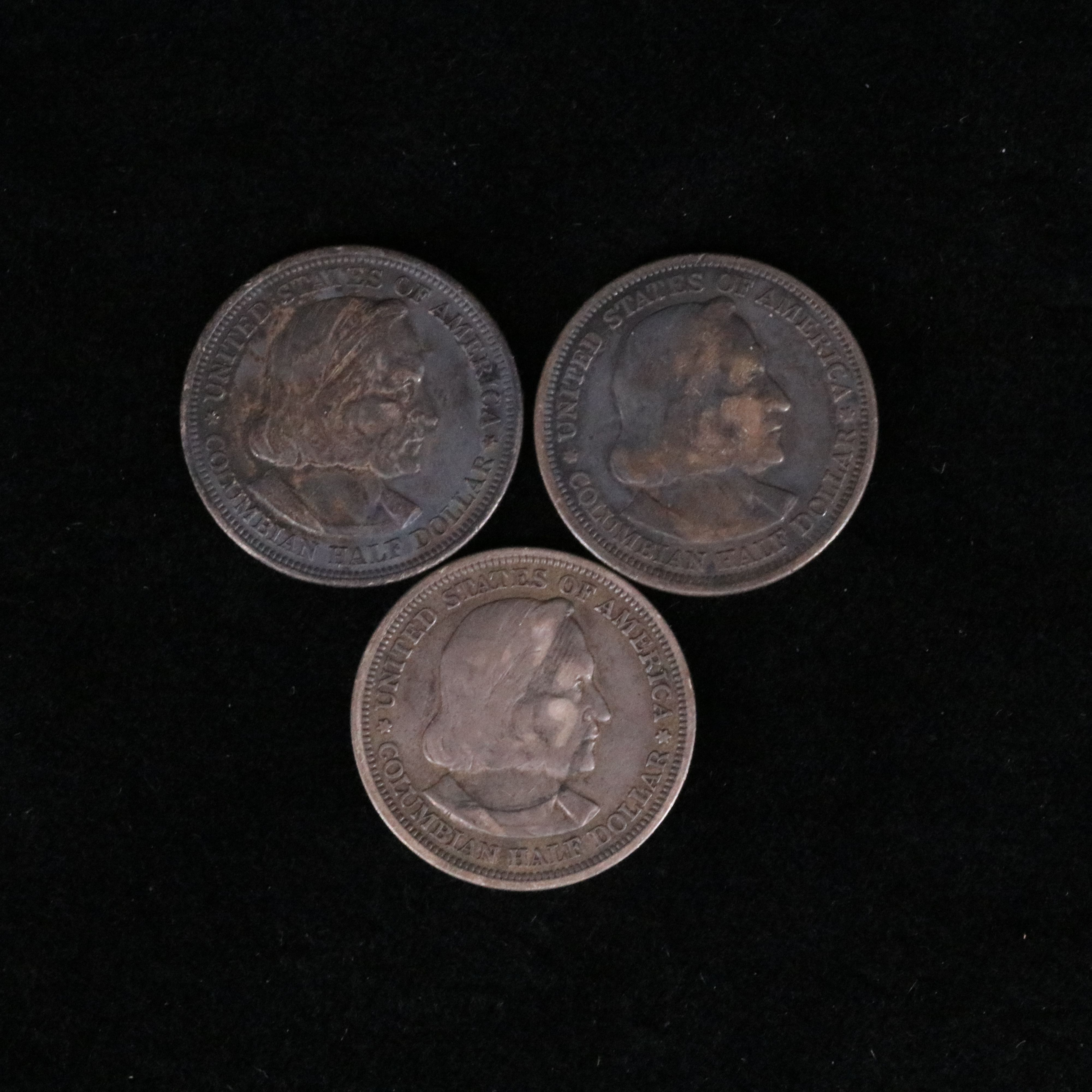 Three Columbian Exposition Commemorative Silver Half Dollars, 1890s