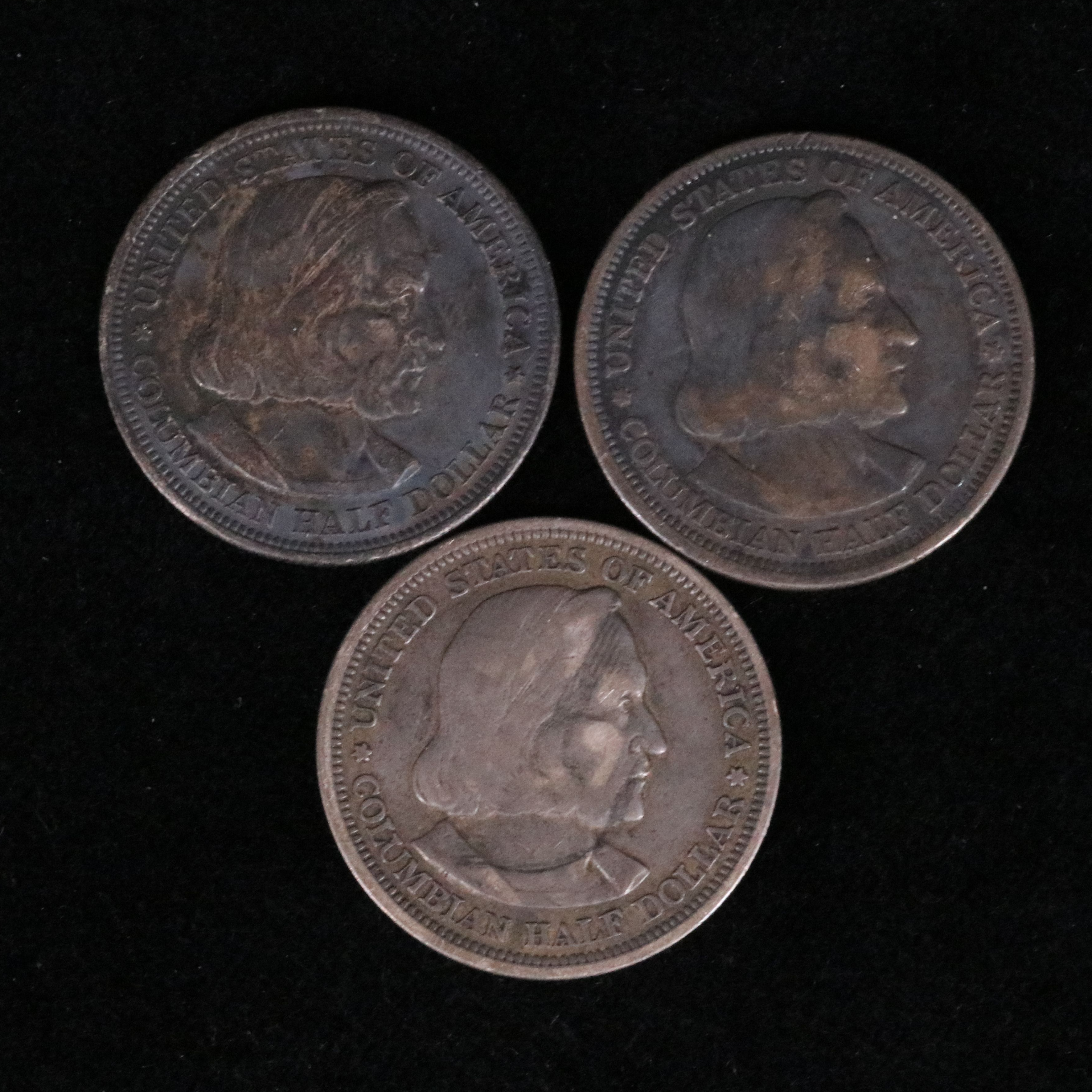 Three Columbian Exposition Commemorative Silver Half Dollars, 1890s