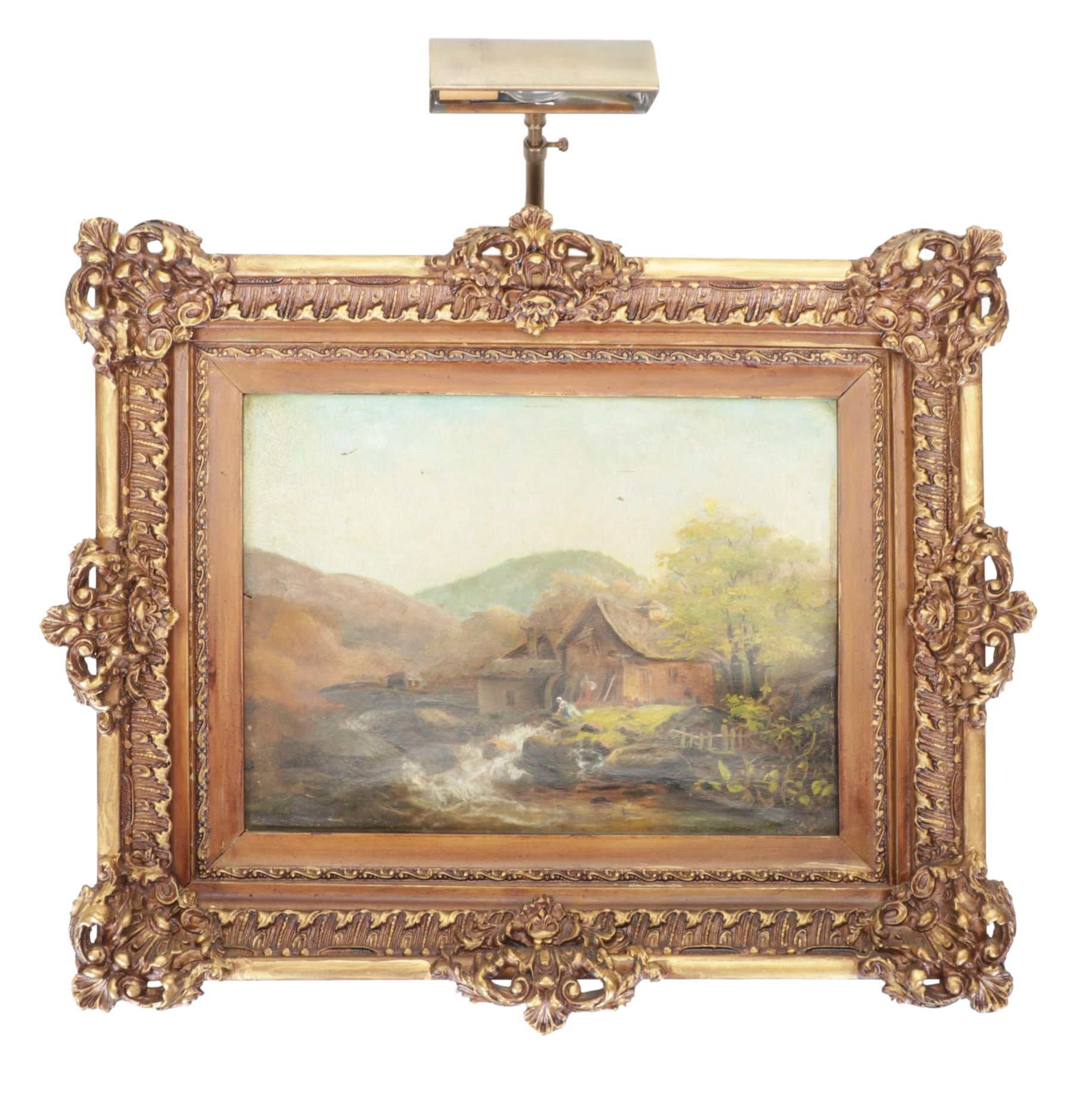 Pastoral Watermill Landscape Oil Painting, 1882