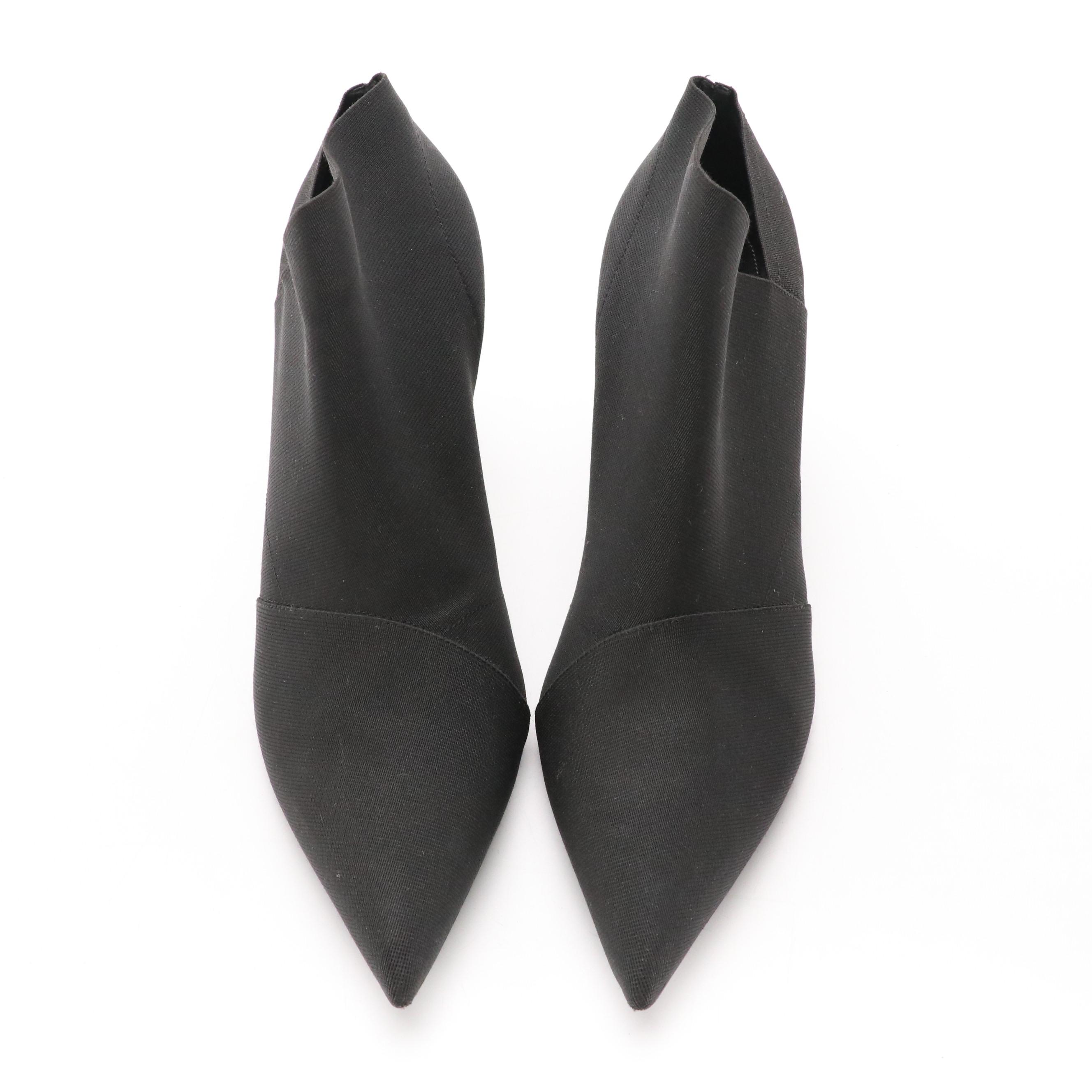 Balenciaga Pointed Toe Knife Booties in Black Stretch Fabric