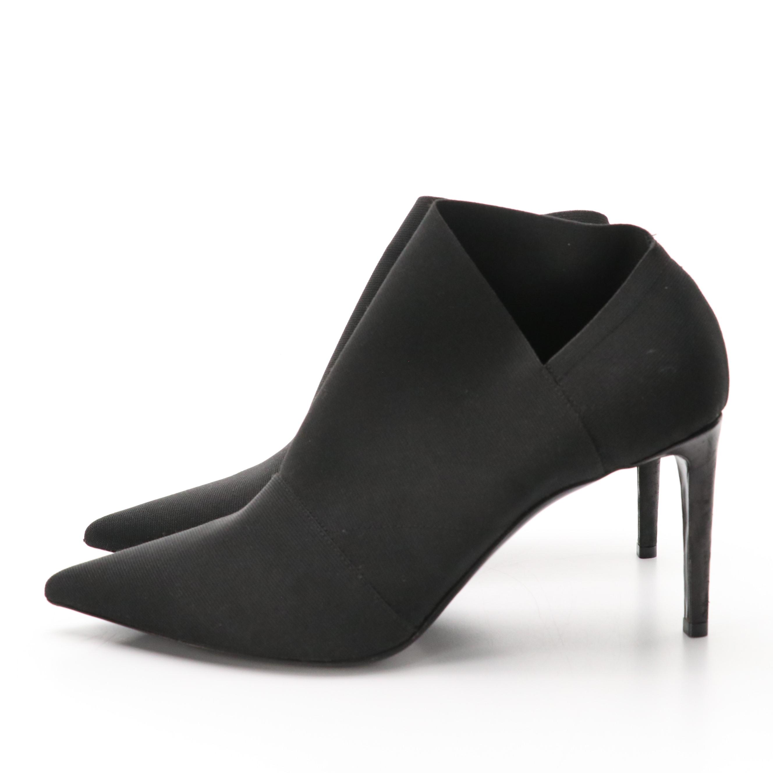 Balenciaga Pointed Toe Knife Booties in Black Stretch Fabric