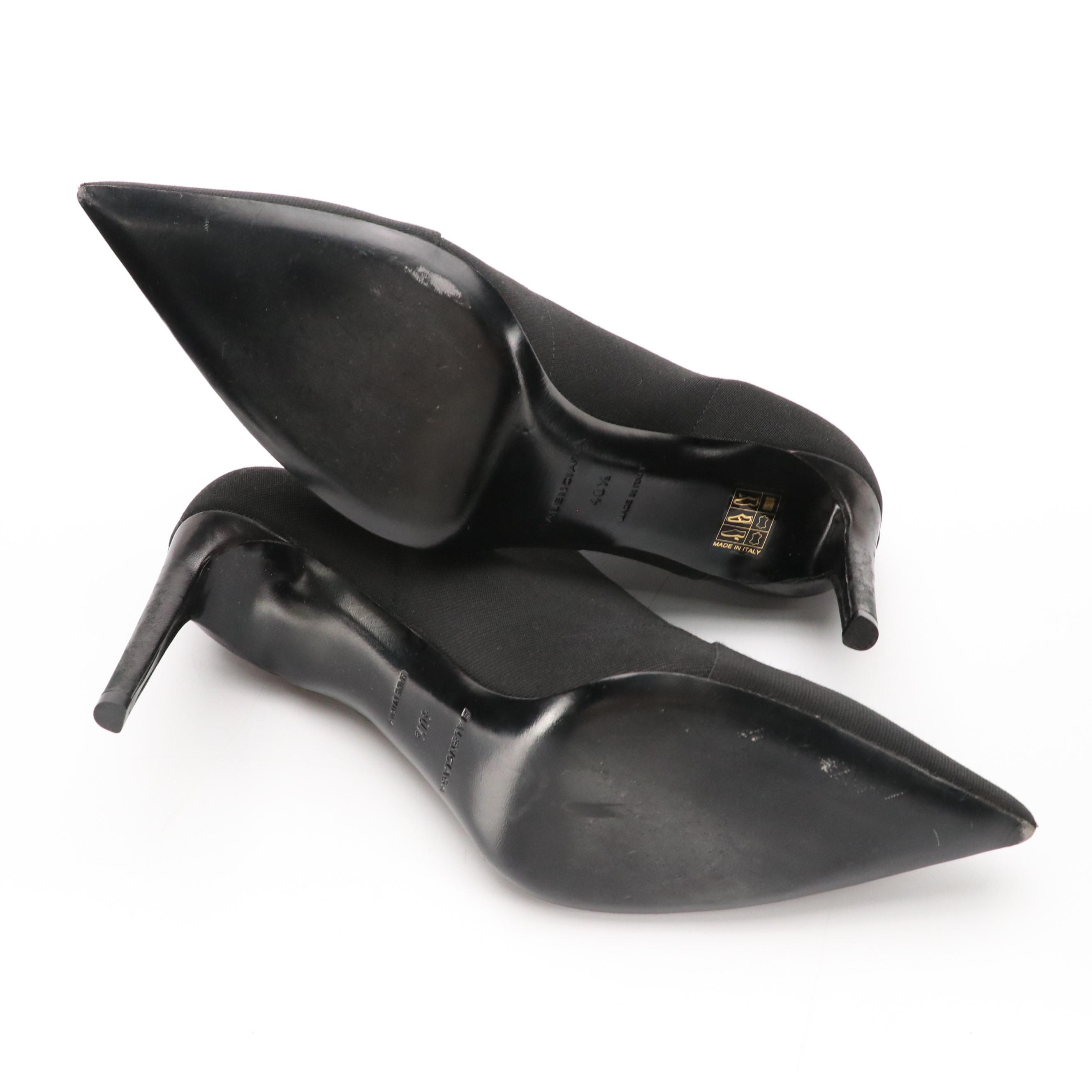 Balenciaga Pointed Toe Knife Booties in Black Stretch Fabric