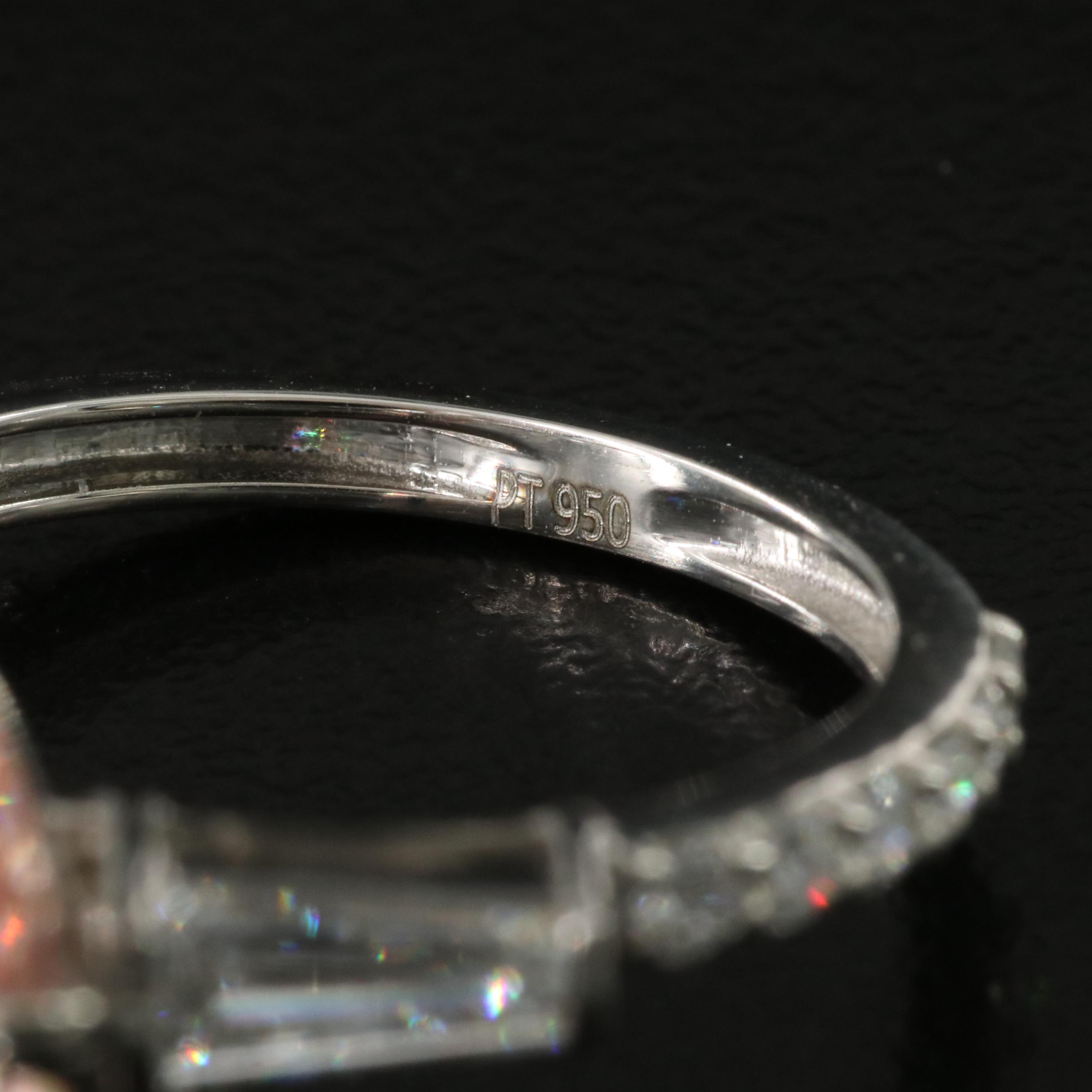 Platinum 3.86 CTW Lab Grown Diamond Ring with IGI Report and Fancy Pink Center