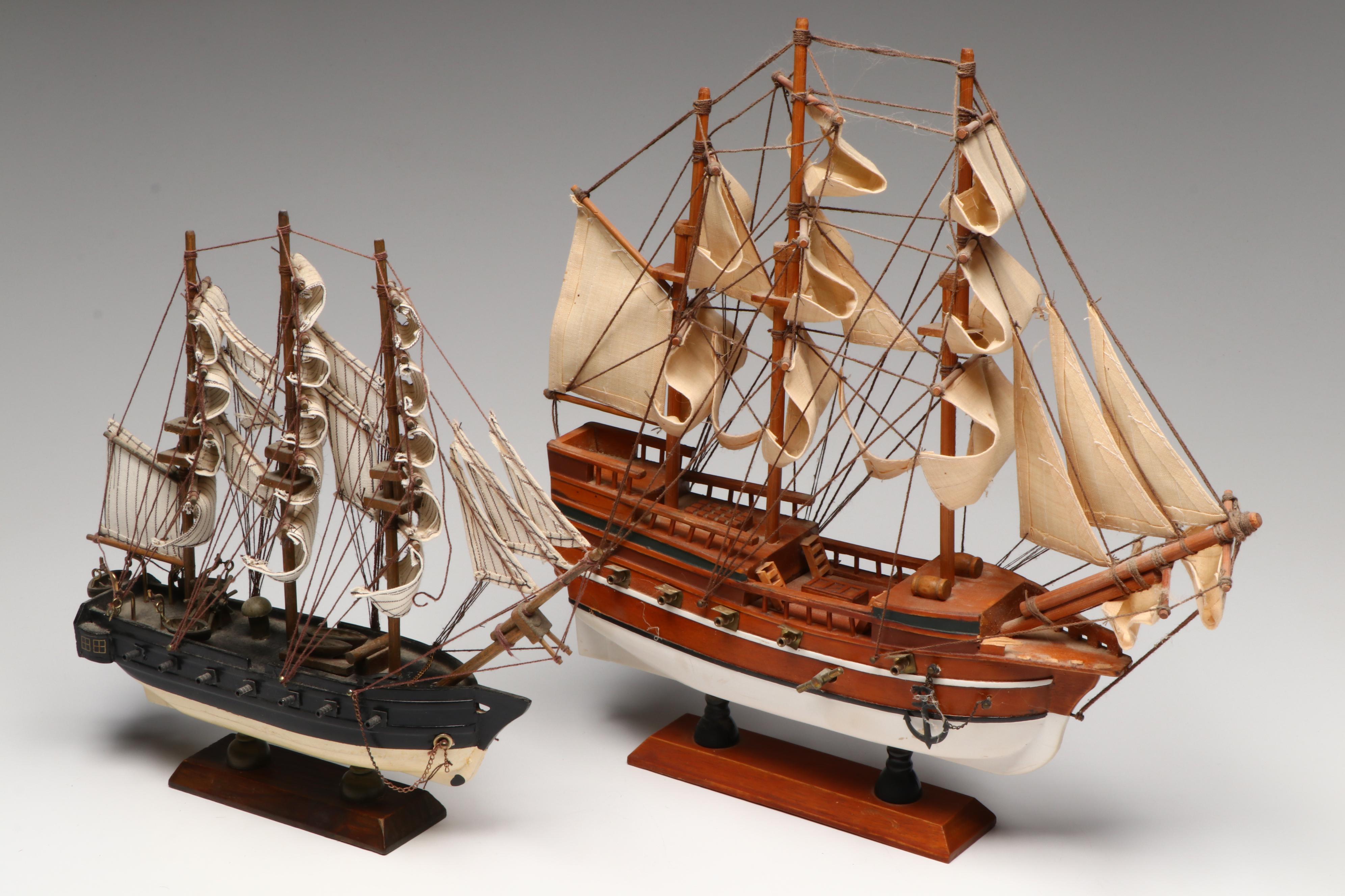 Wooden "U.S.S. Constitution" and "Mayflower" Model Ships