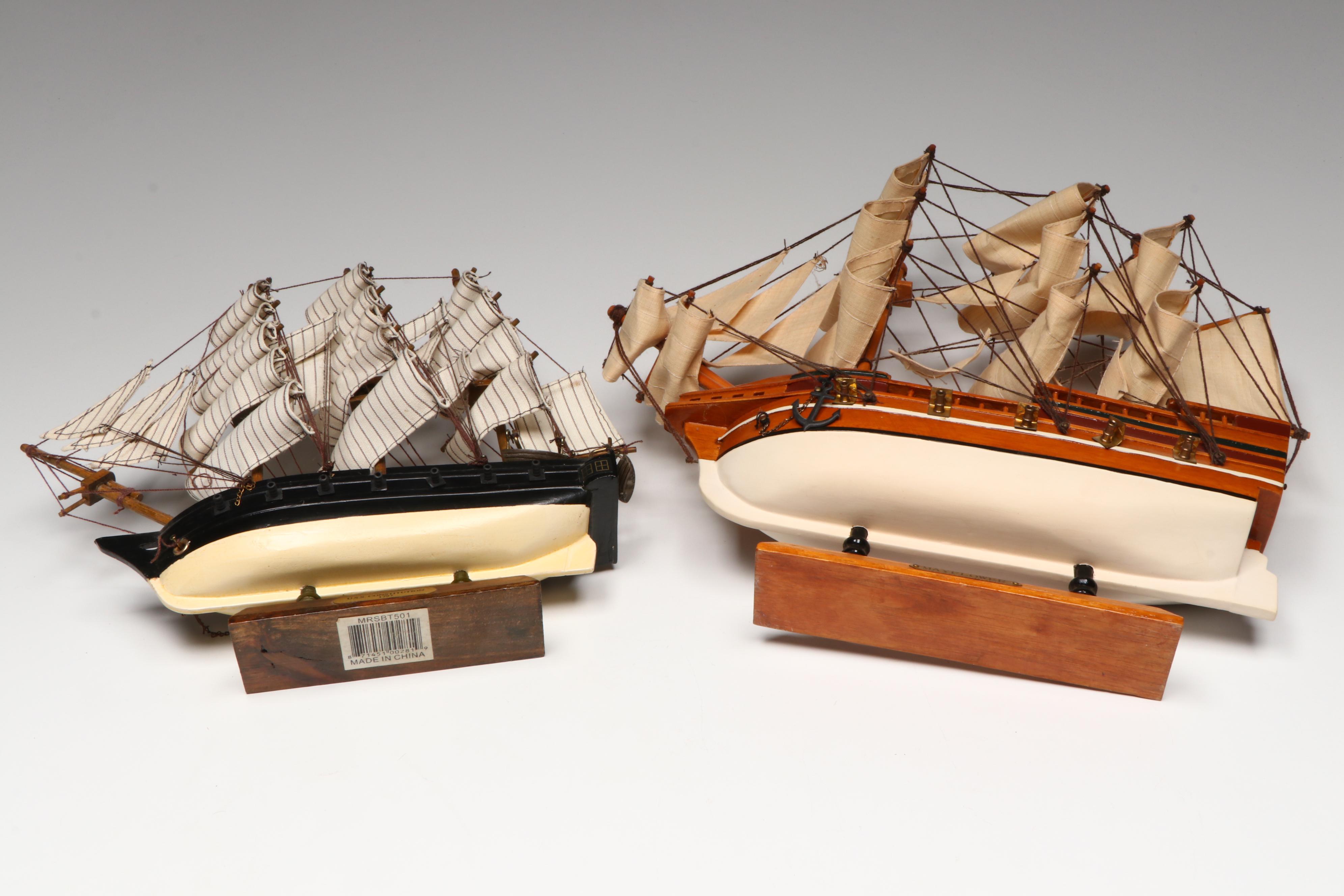 Wooden "U.S.S. Constitution" and "Mayflower" Model Ships