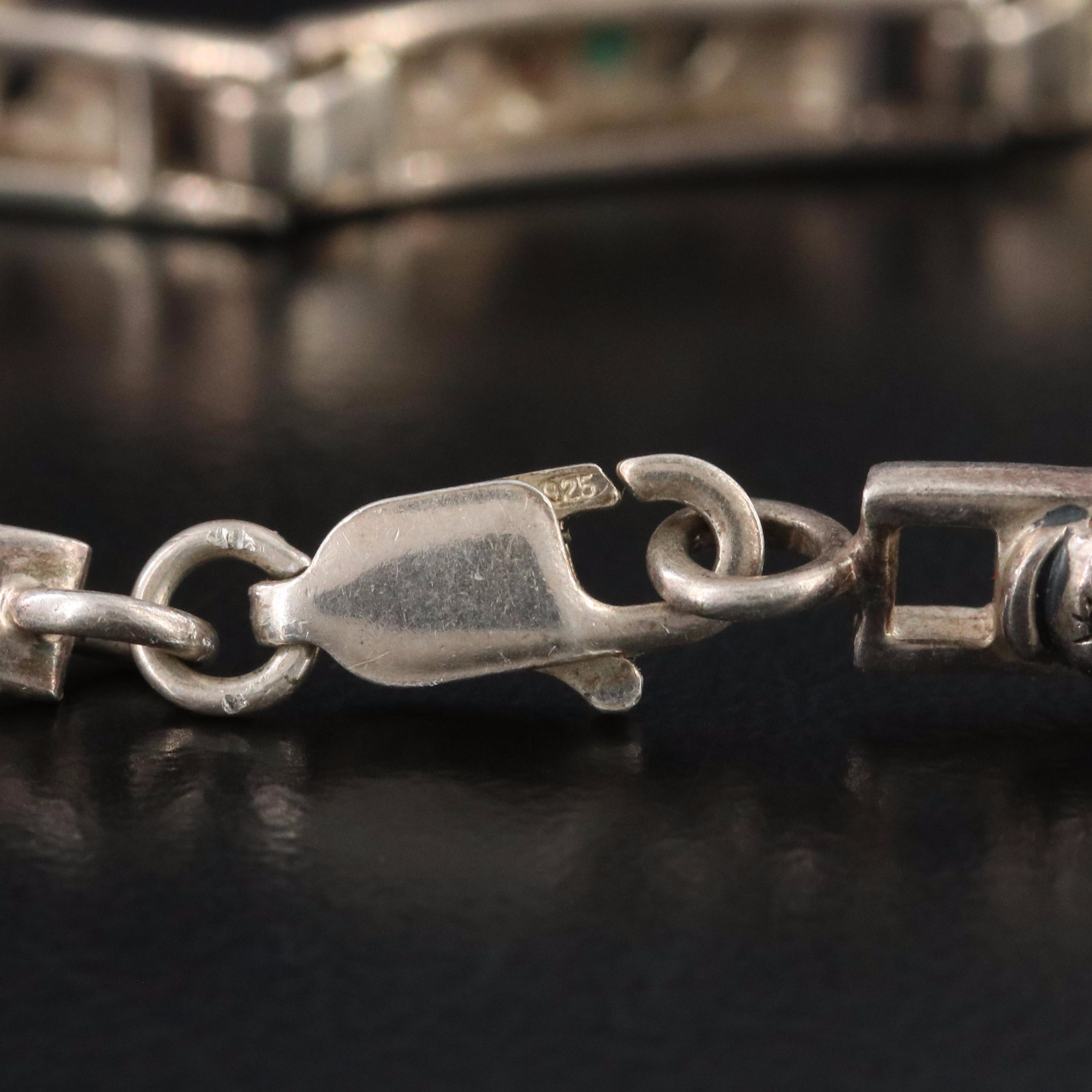 Sterling Emerald and Marcasite Claddagh Bar Bracelet