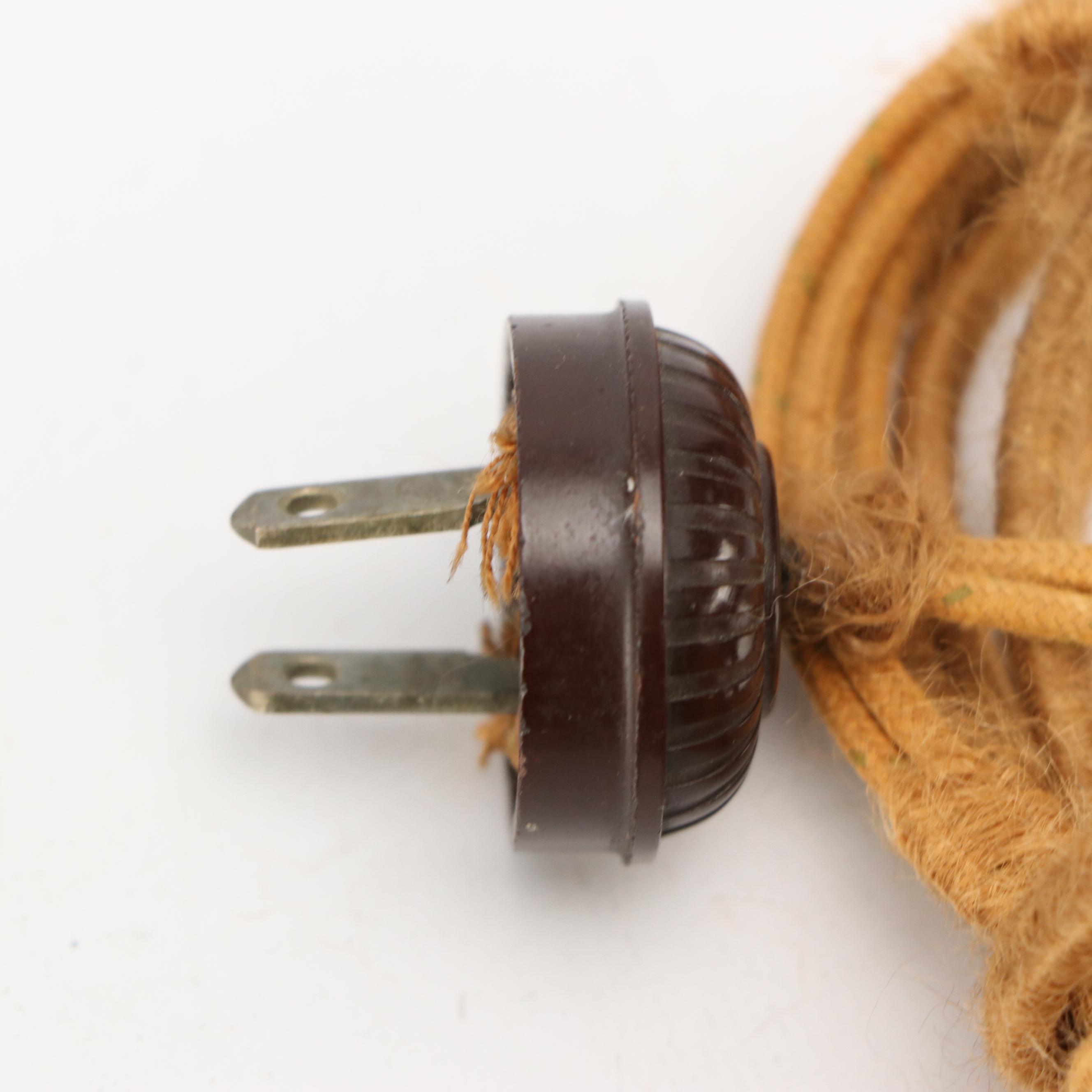 Arts and Crafts Cast Metal Lamp with Beaded Fringe Slag Glass Shade