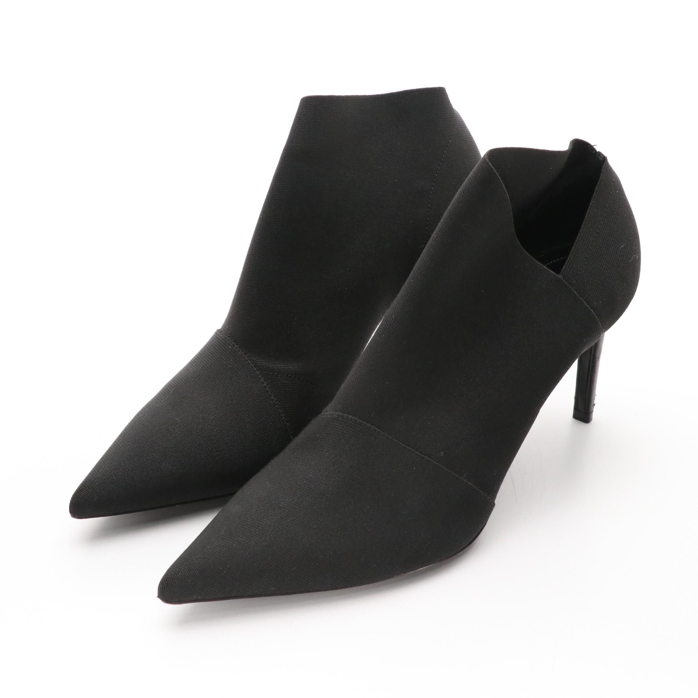 Balenciaga Pointed Toe Knife Booties in Black Stretch Fabric