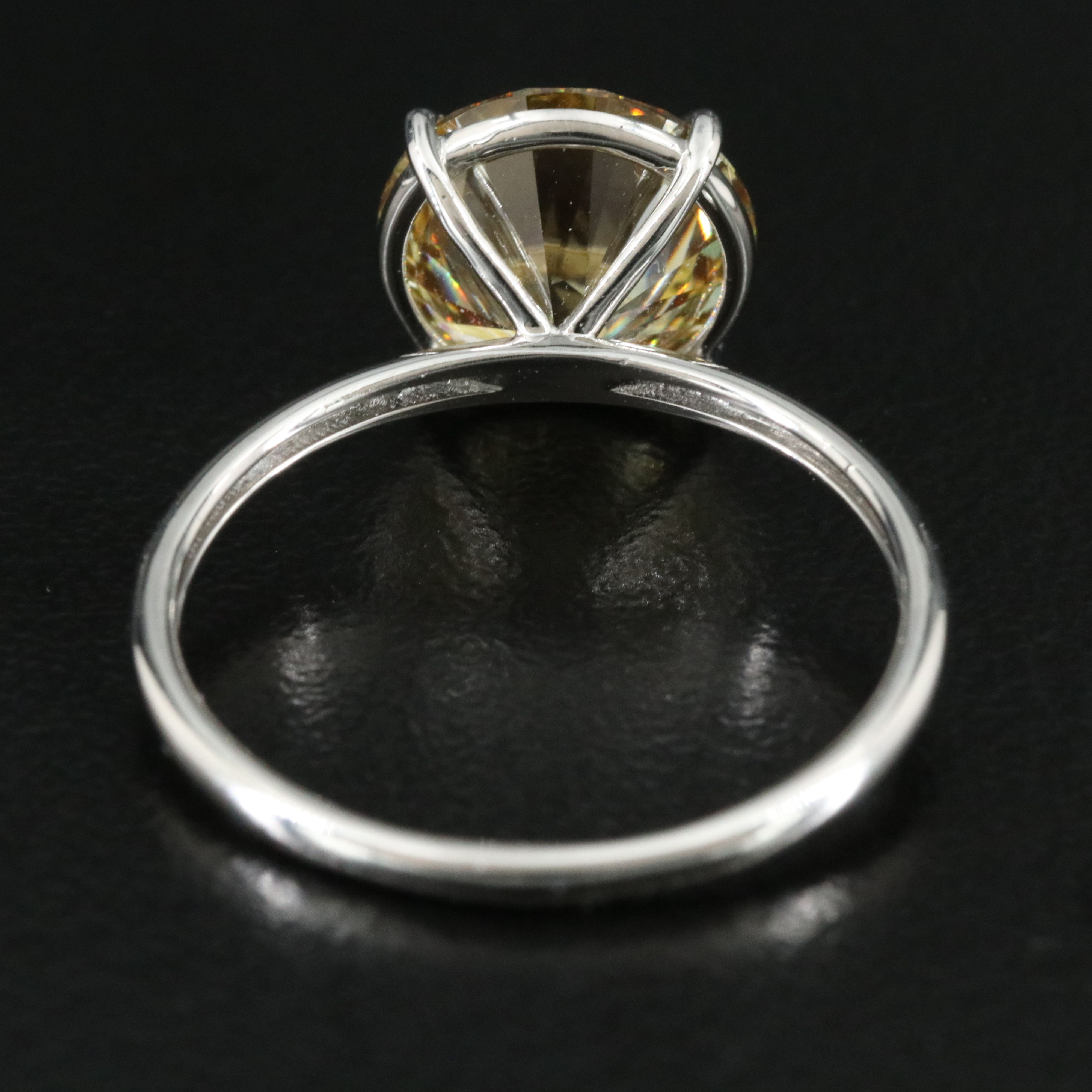 Platinum  3.08 CT Lab Grown Fancy Intense Yellow Diamond Ring with IGI Report