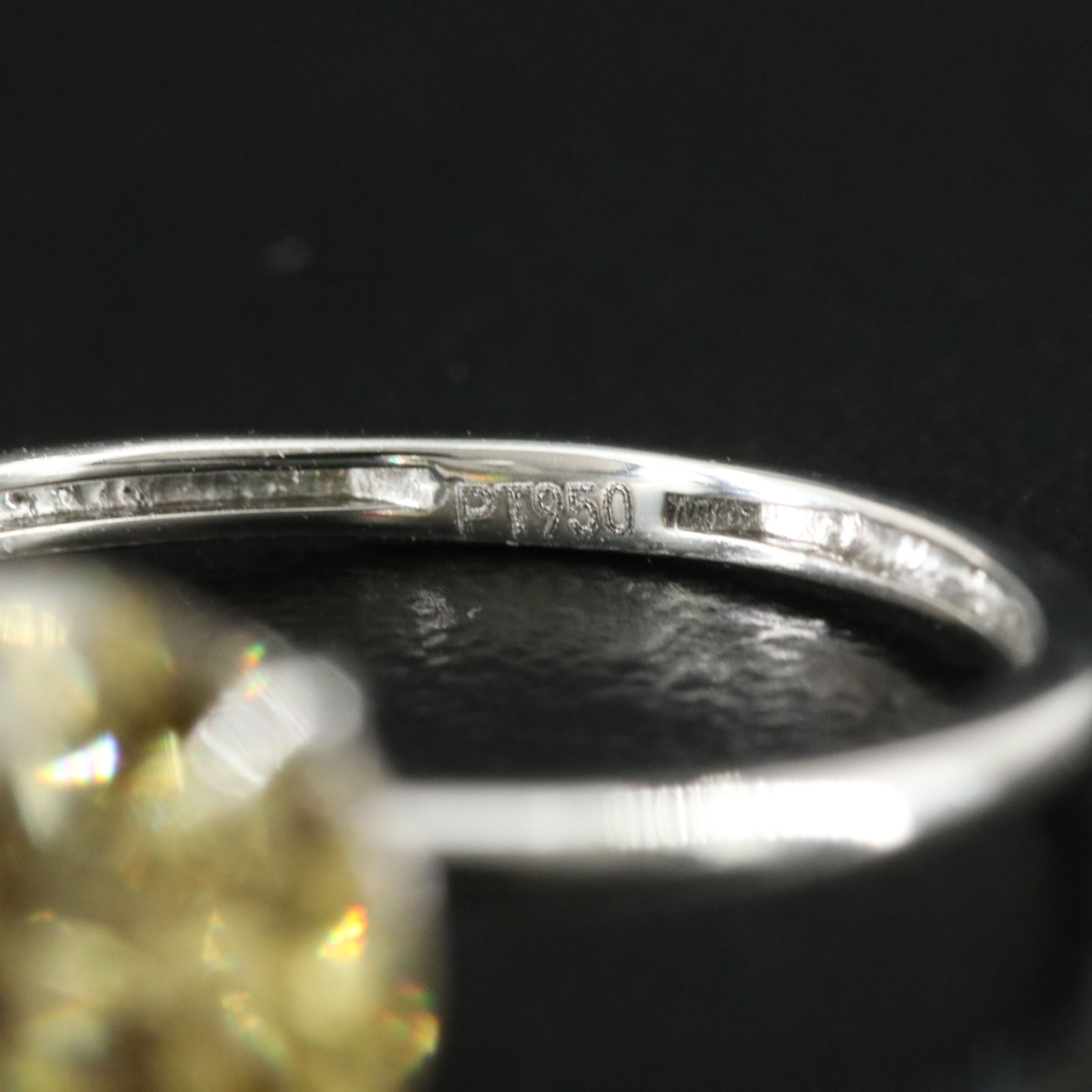 Platinum  3.08 CT Lab Grown Fancy Intense Yellow Diamond Ring with IGI Report