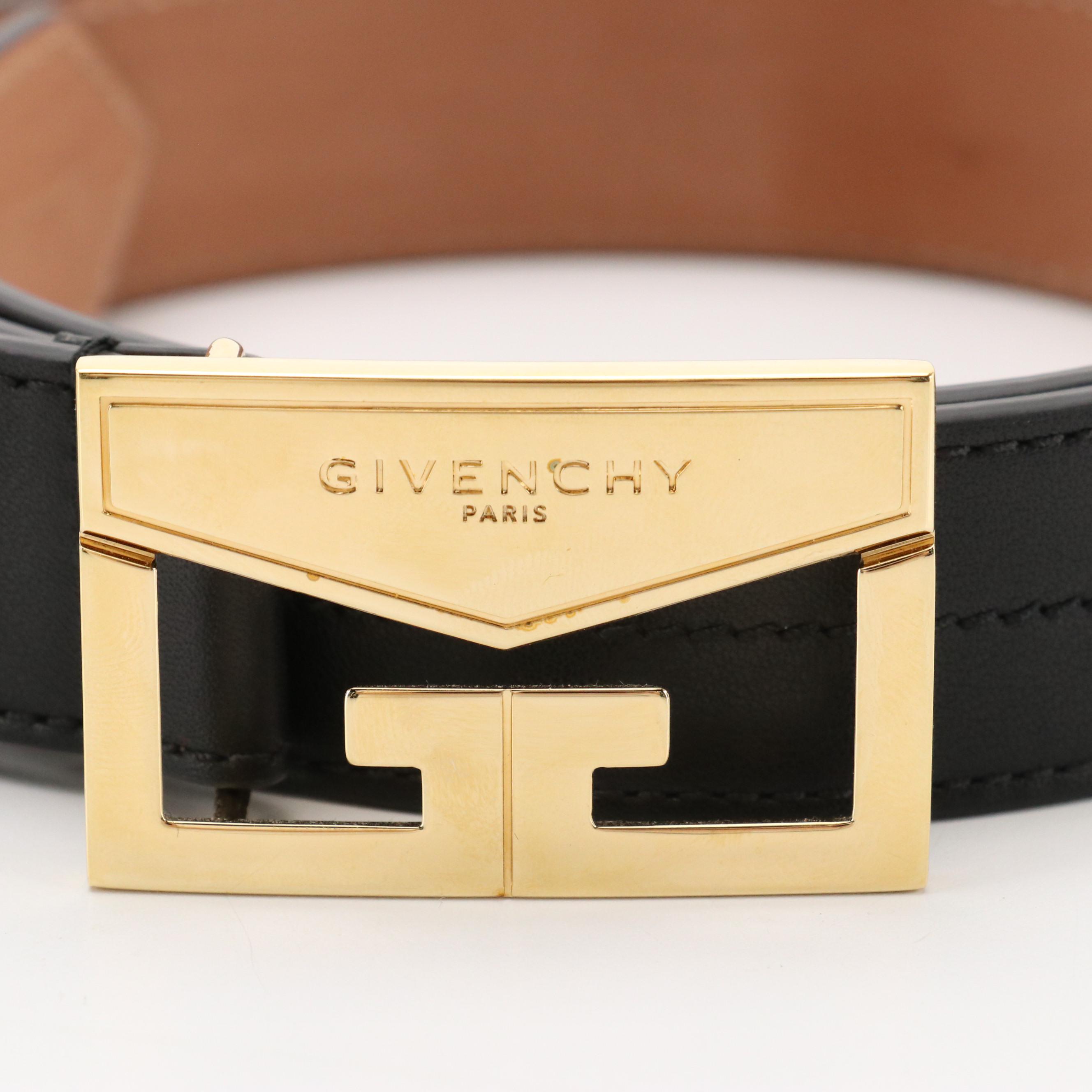 Givenchy Mystic 3cm Belt in Black Calfskin Leather with Box and Retail Tag