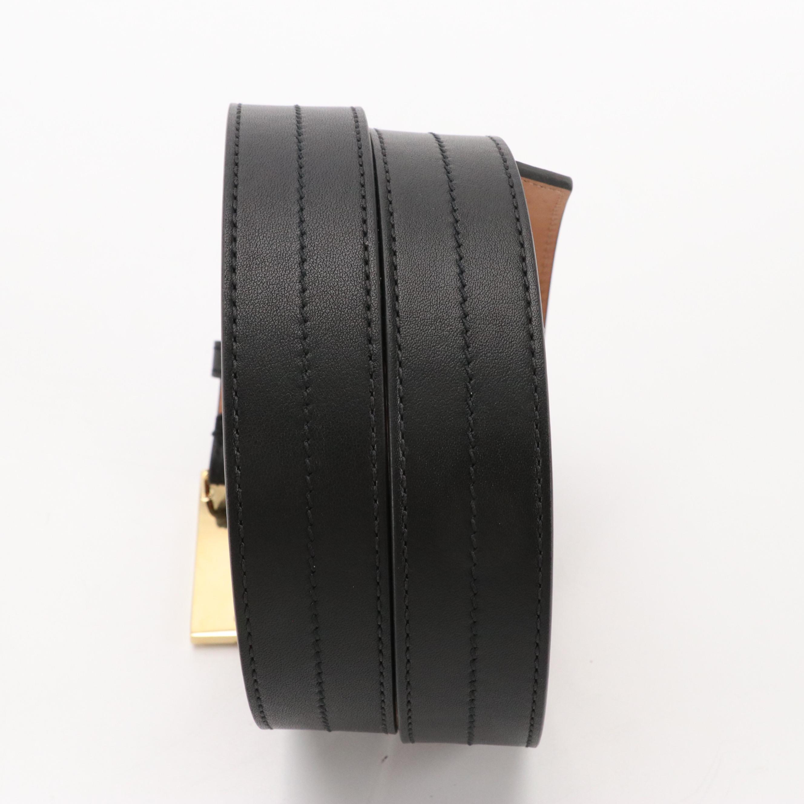 Givenchy Mystic 3cm Belt in Black Calfskin Leather with Box and Retail Tag