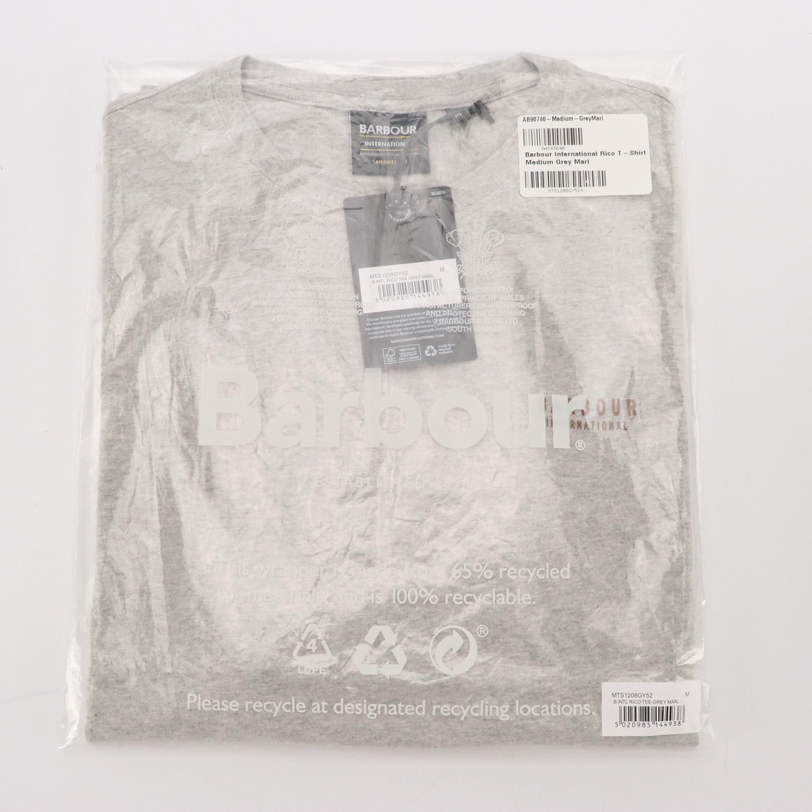 Men's Barbour International Rico T-Shirt in Gray Cotton, With Tag