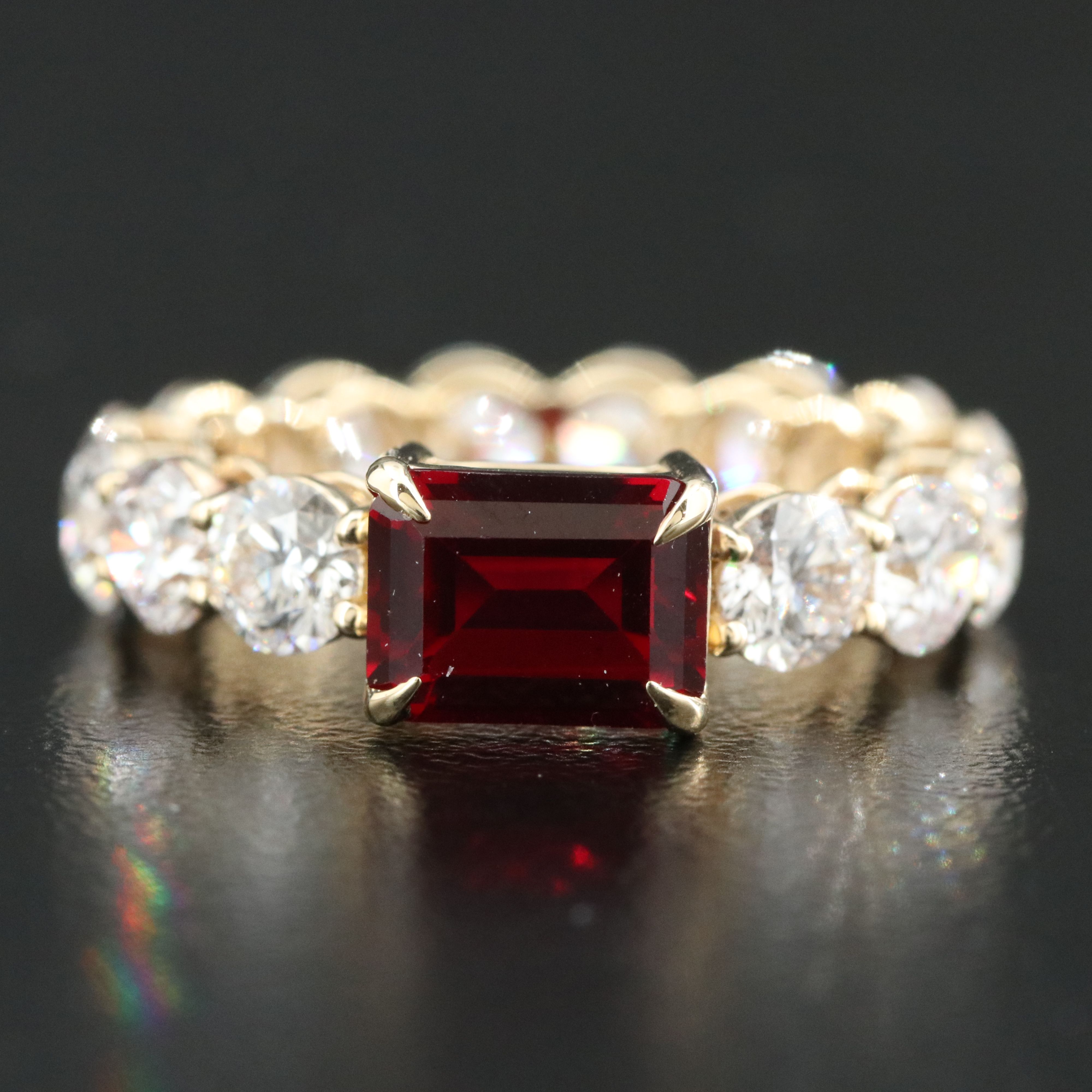 14K 2.01 CT Ruby and 4.31 CTW Lab Grown Diamond Eternity Ring