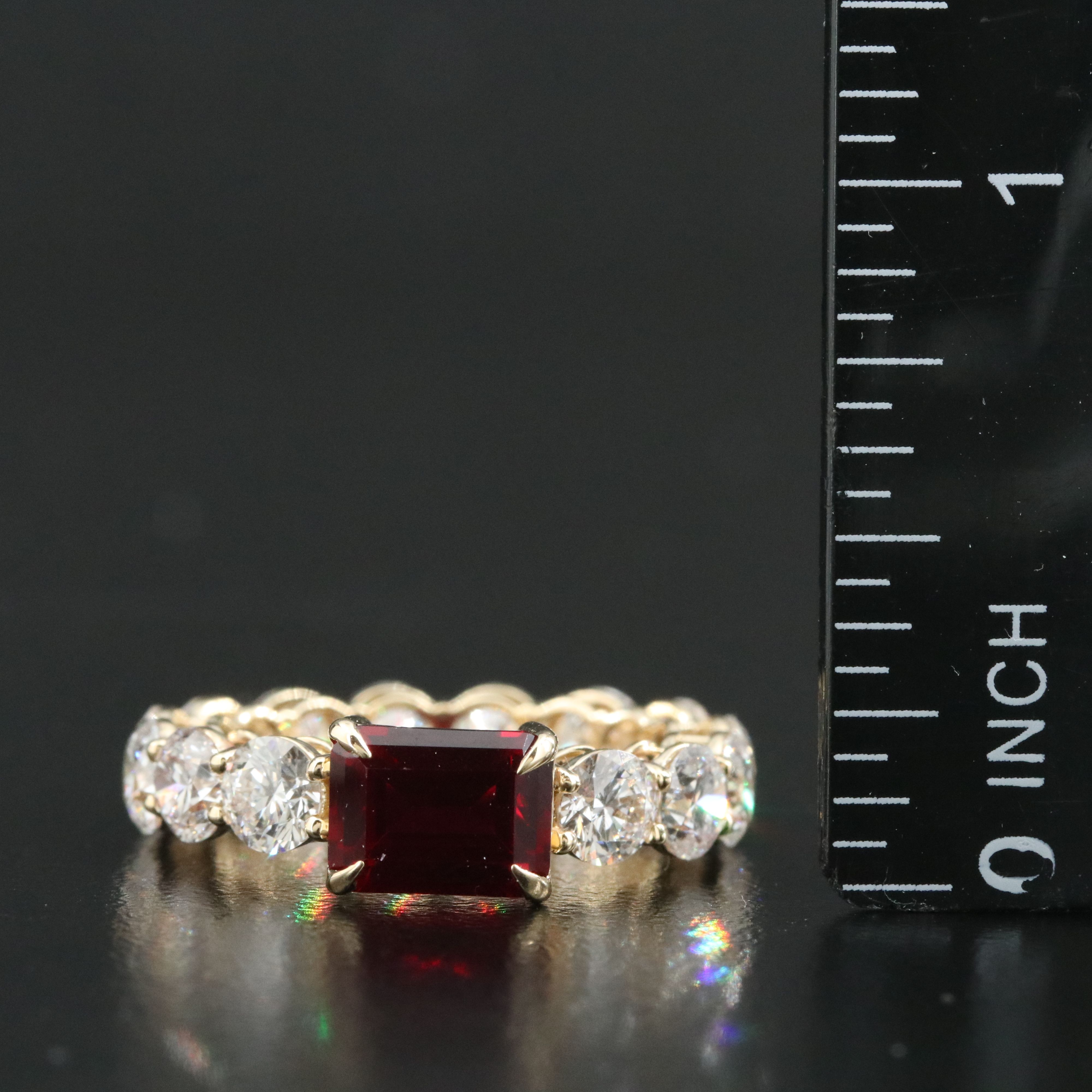 14K 2.01 CT Ruby and 4.31 CTW Lab Grown Diamond Eternity Ring