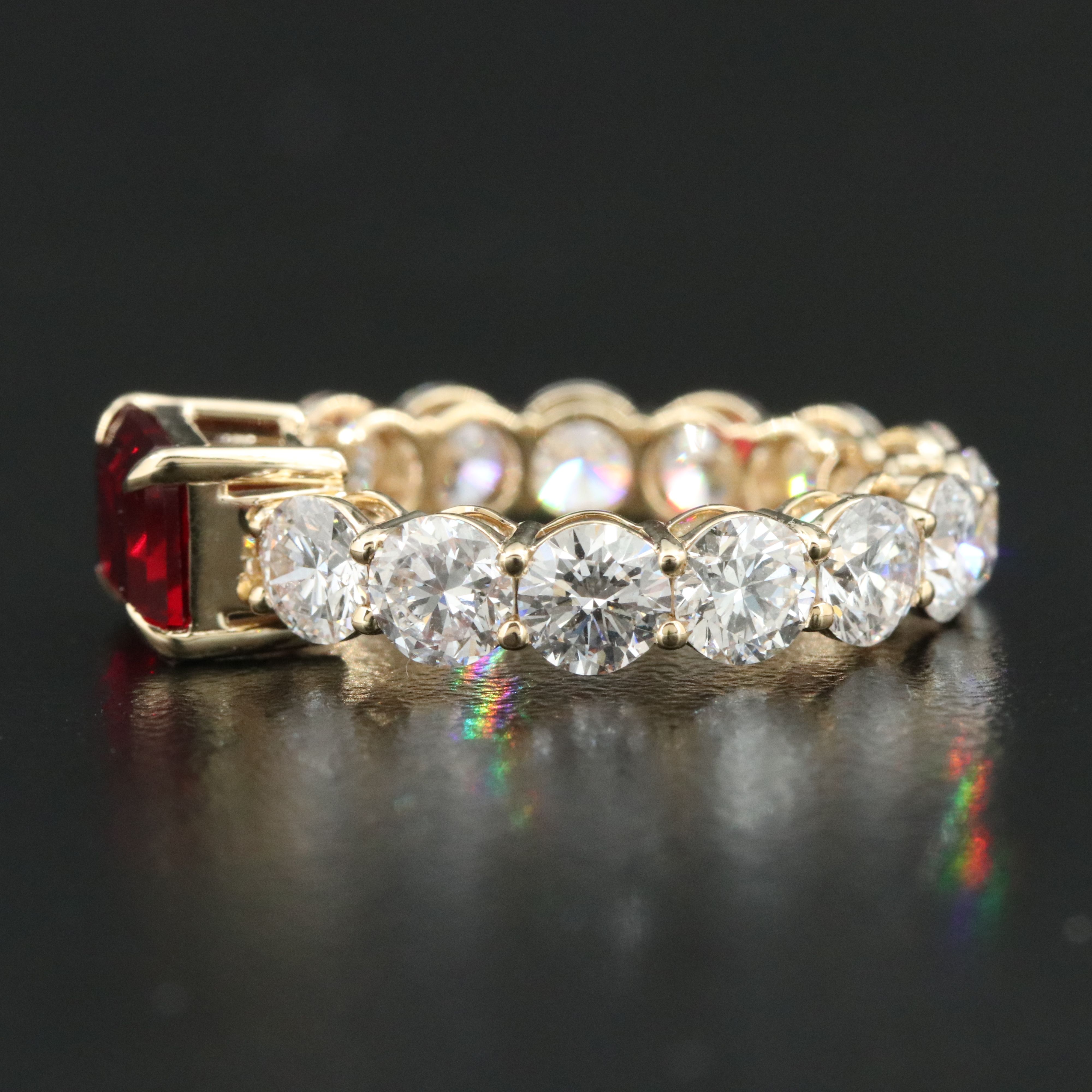 14K 2.01 CT Ruby and 4.31 CTW Lab Grown Diamond Eternity Ring