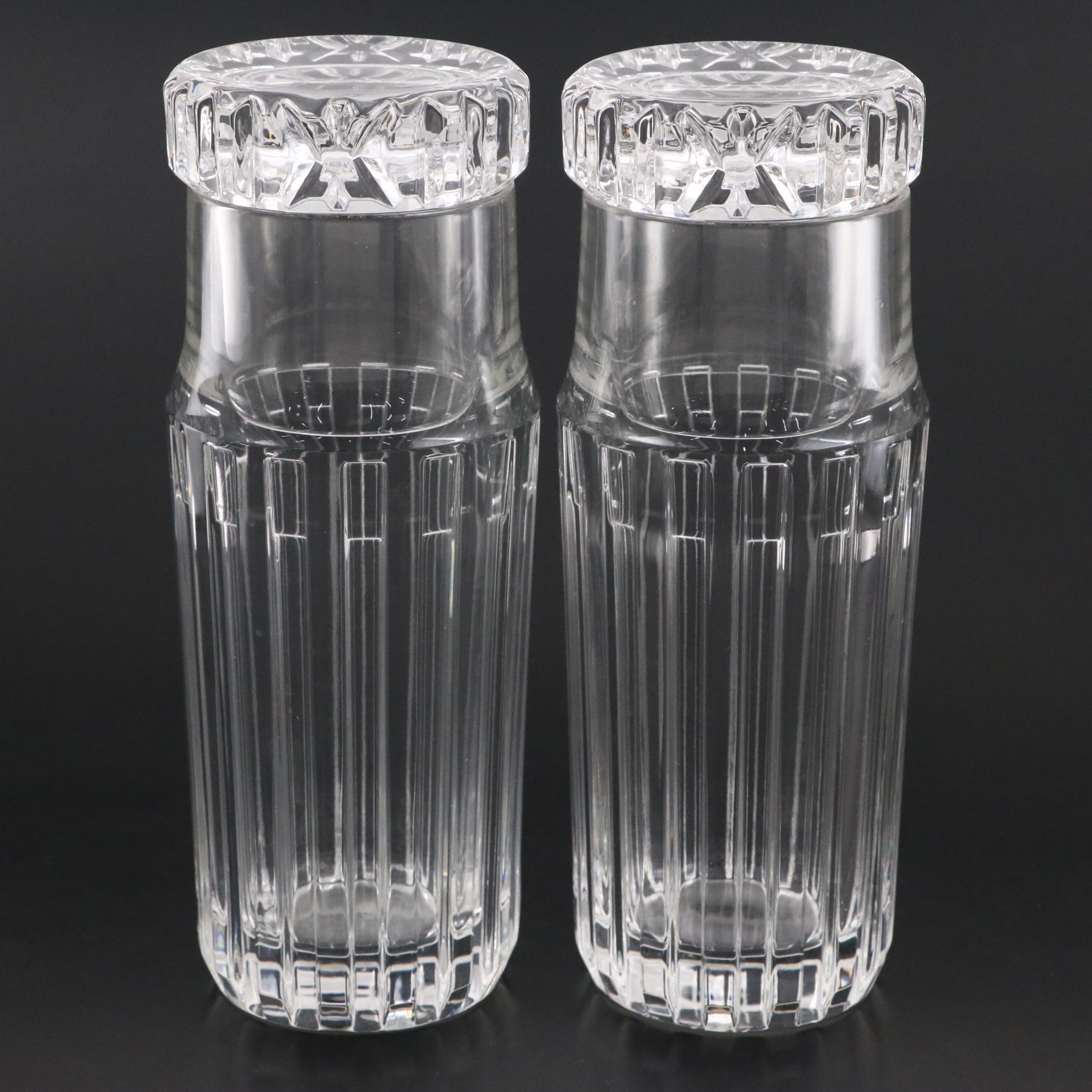 Tiffany & Co. "Atlas" Crystal Bedside Carafes and Tumbler Sets