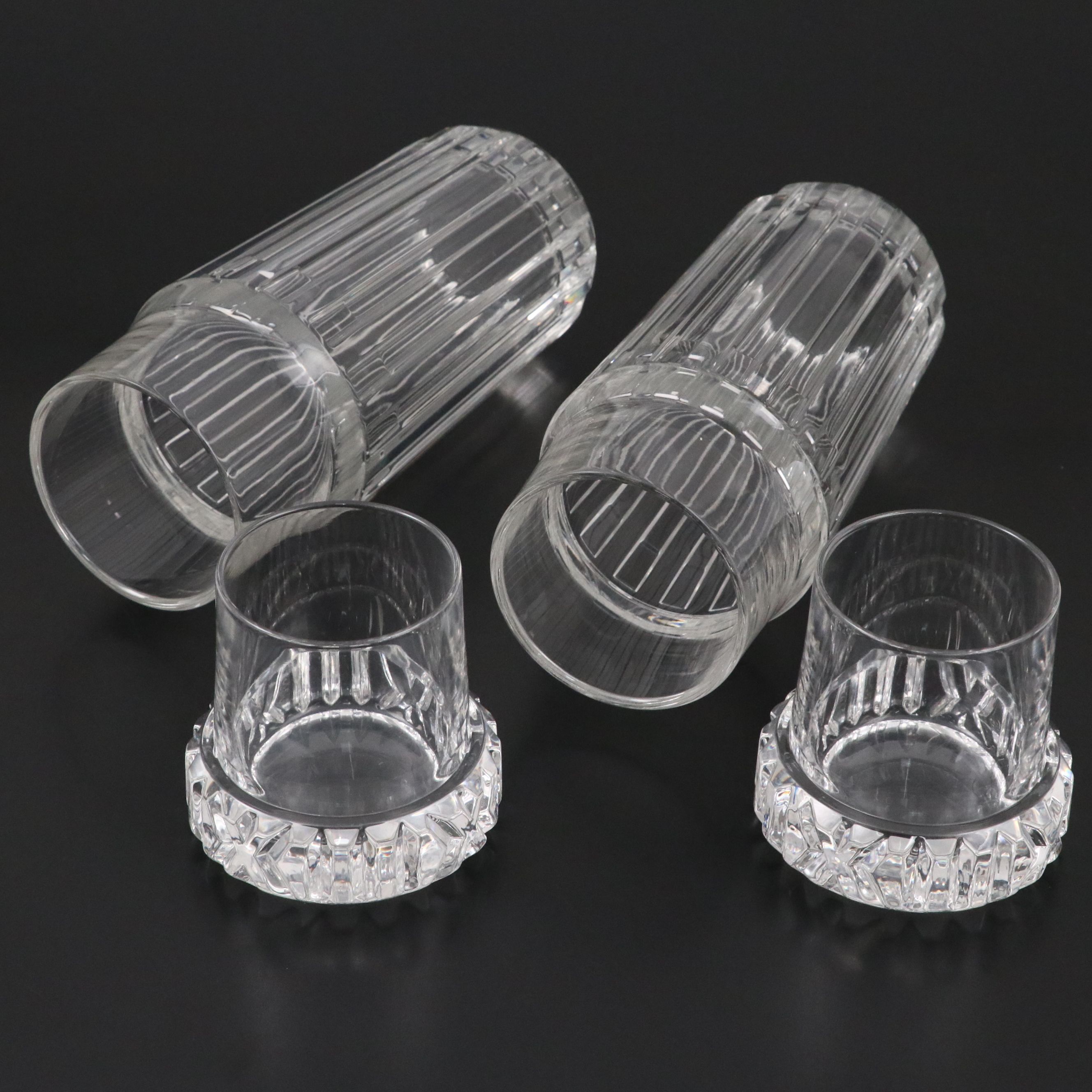 Tiffany & Co. "Atlas" Crystal Bedside Carafes and Tumbler Sets