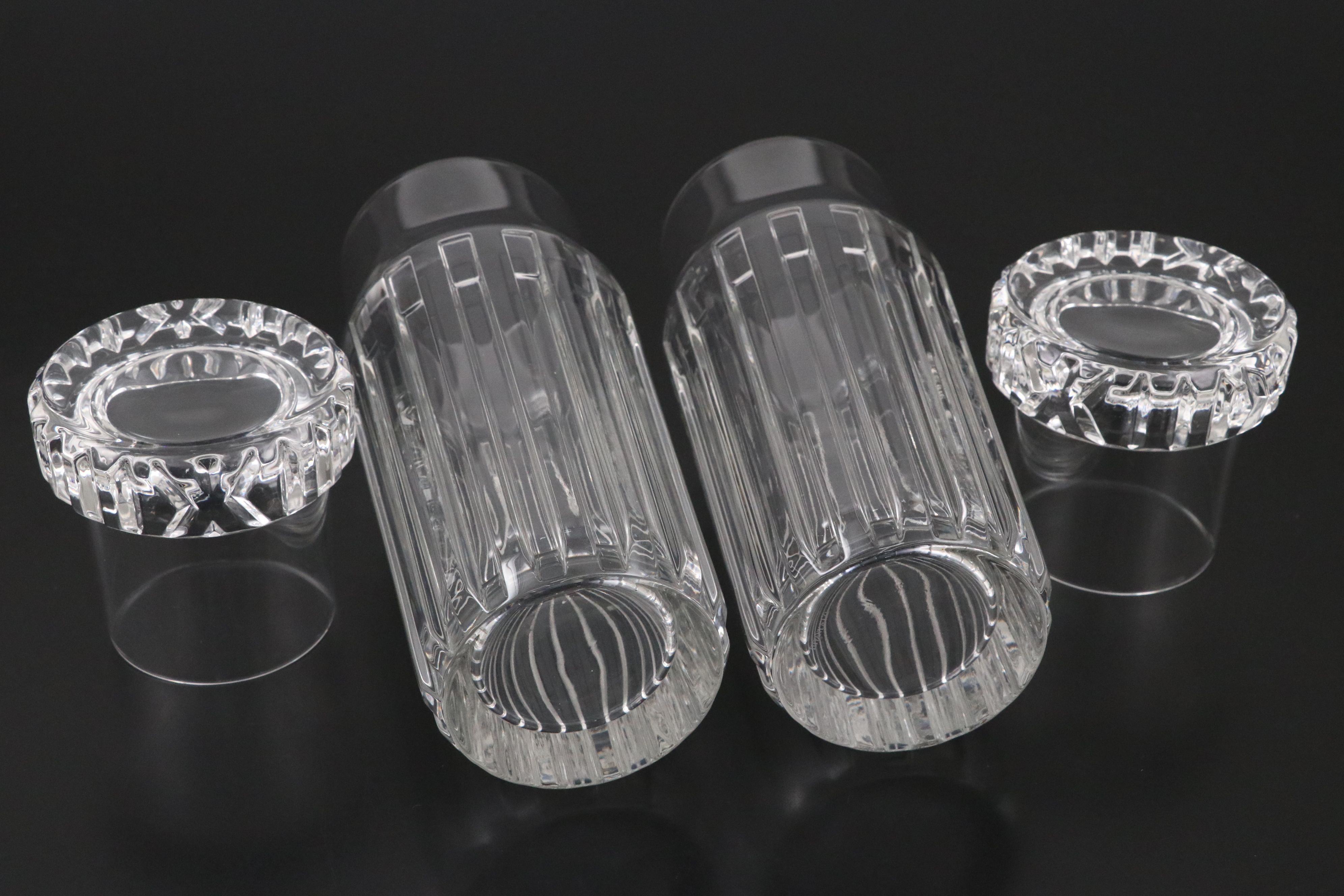 Tiffany & Co. "Atlas" Crystal Bedside Carafes and Tumbler Sets