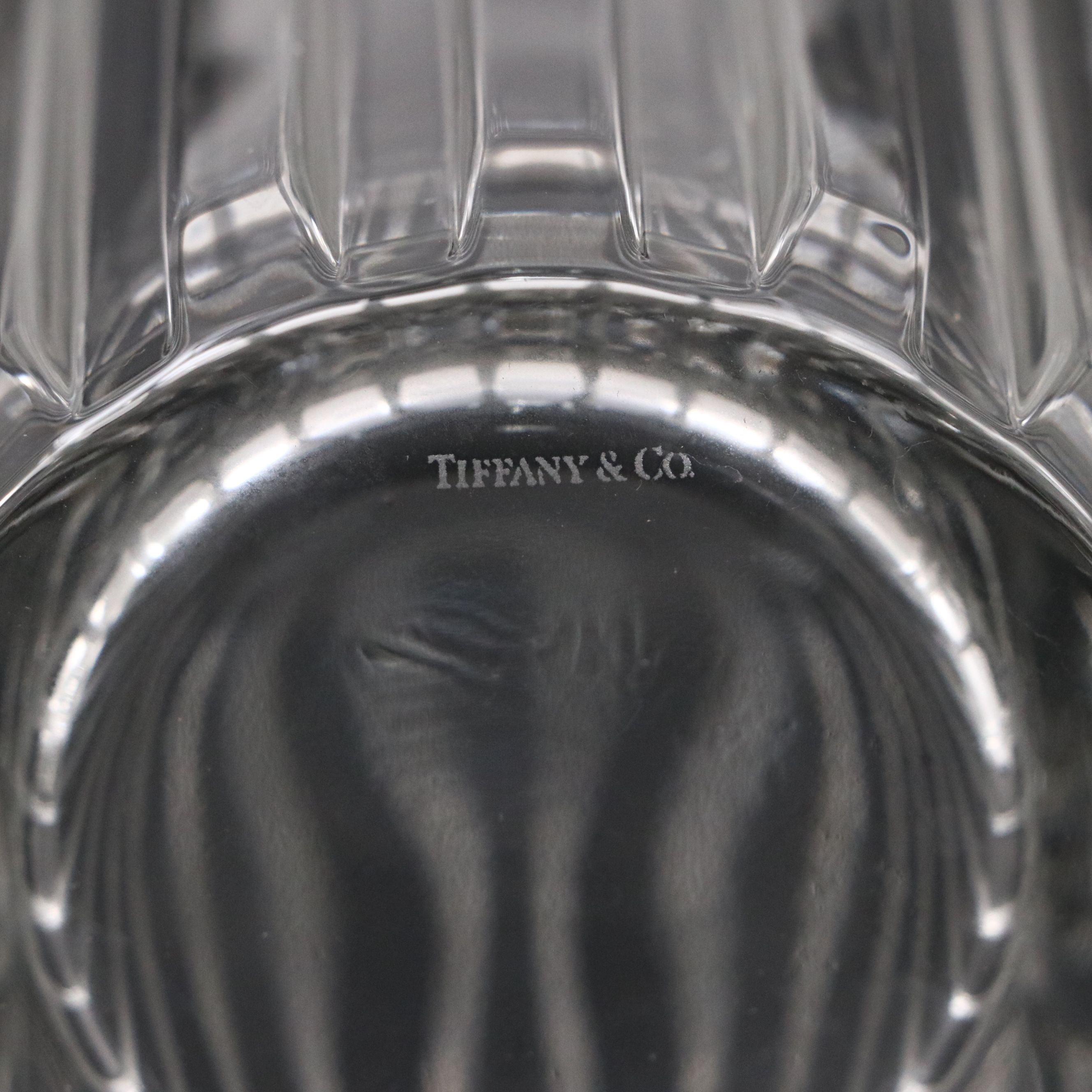 Tiffany & Co. "Atlas" Crystal Bedside Carafes and Tumbler Sets